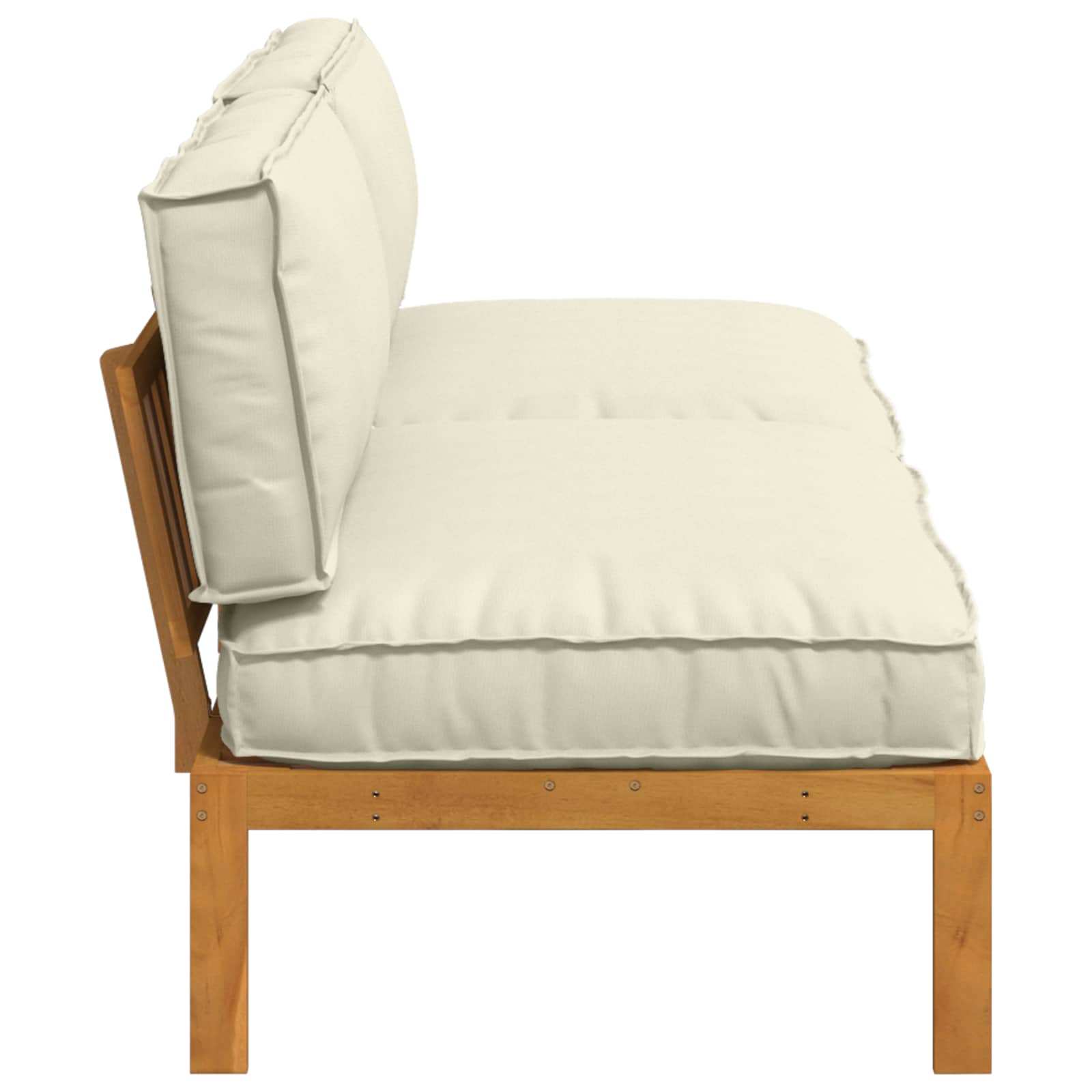 Σετ Καναπέ με μαξιλάρι Μονόχρωμο 2 pcs Κρεμ Στερεό Ξύλο Ακακίας - Pakobazaar