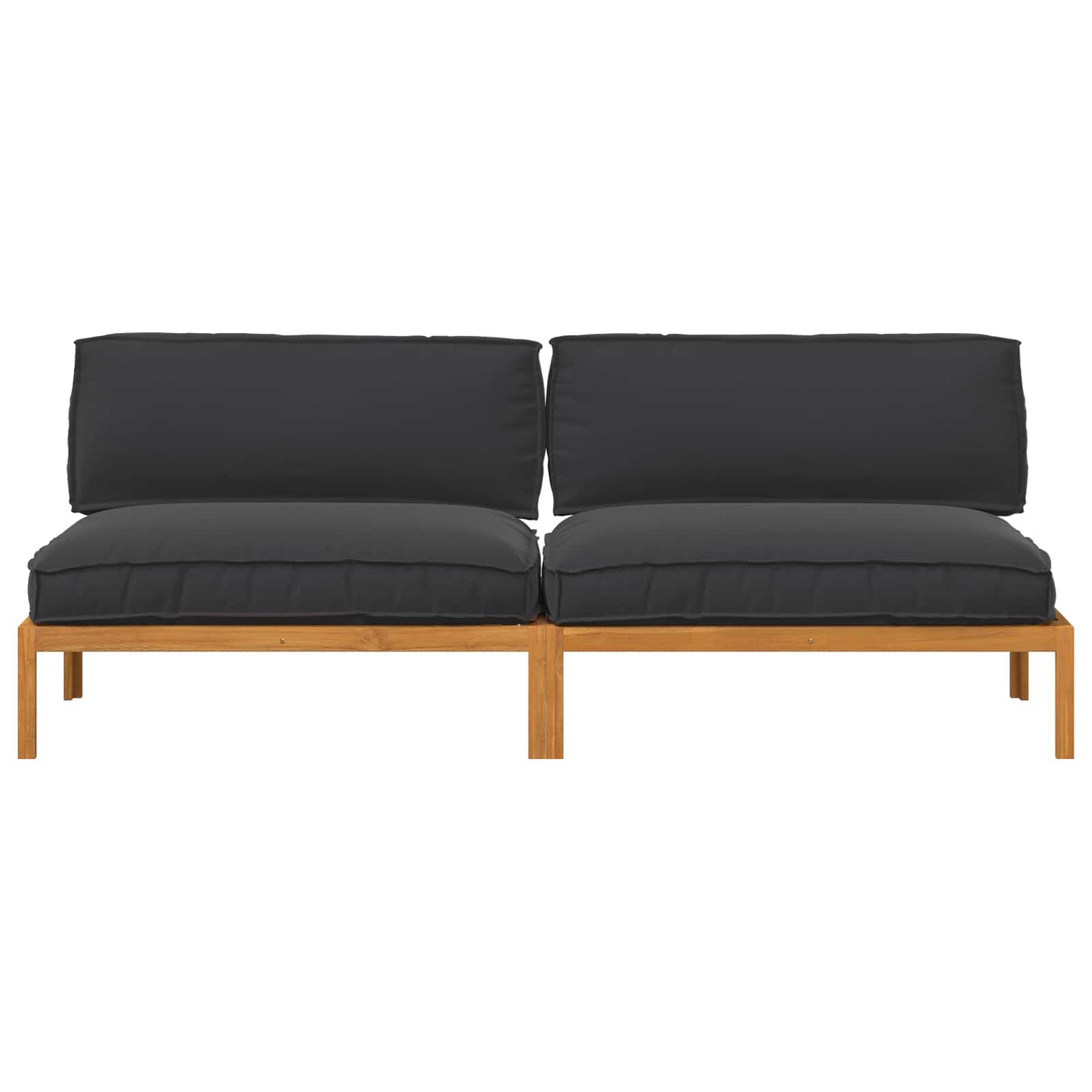 Σετ Καναπέ με μαξιλάρι 2 pcs Μαύρο Στερεό Ξύλο Ακακίας - Pakobazaar