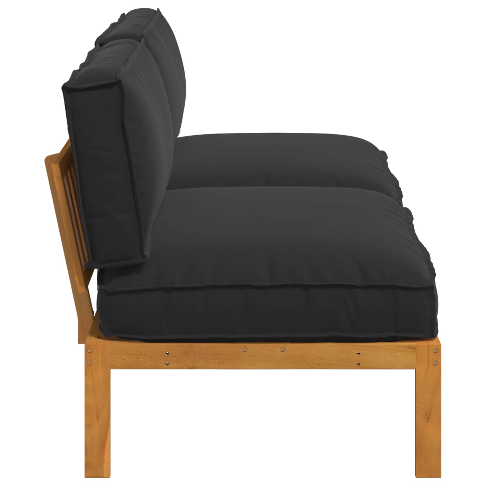 Σετ Καναπέ με μαξιλάρι 2 pcs Μαύρο Στερεό Ξύλο Ακακίας - Pakobazaar