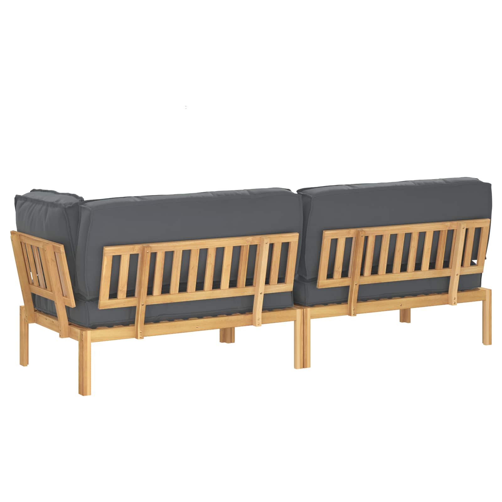 Σετ Καναπέ με μαξιλάρι 3 pcs Ανθρακί Στερεό Ξύλο Ακακίας - Pakobazaar