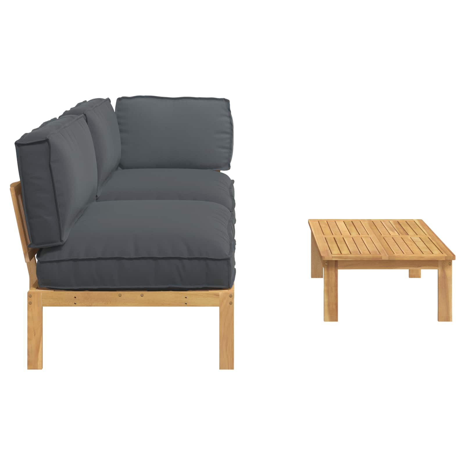 Σετ Καναπέ με μαξιλάρι 3 pcs Ανθρακί Στερεό Ξύλο Ακακίας - Pakobazaar