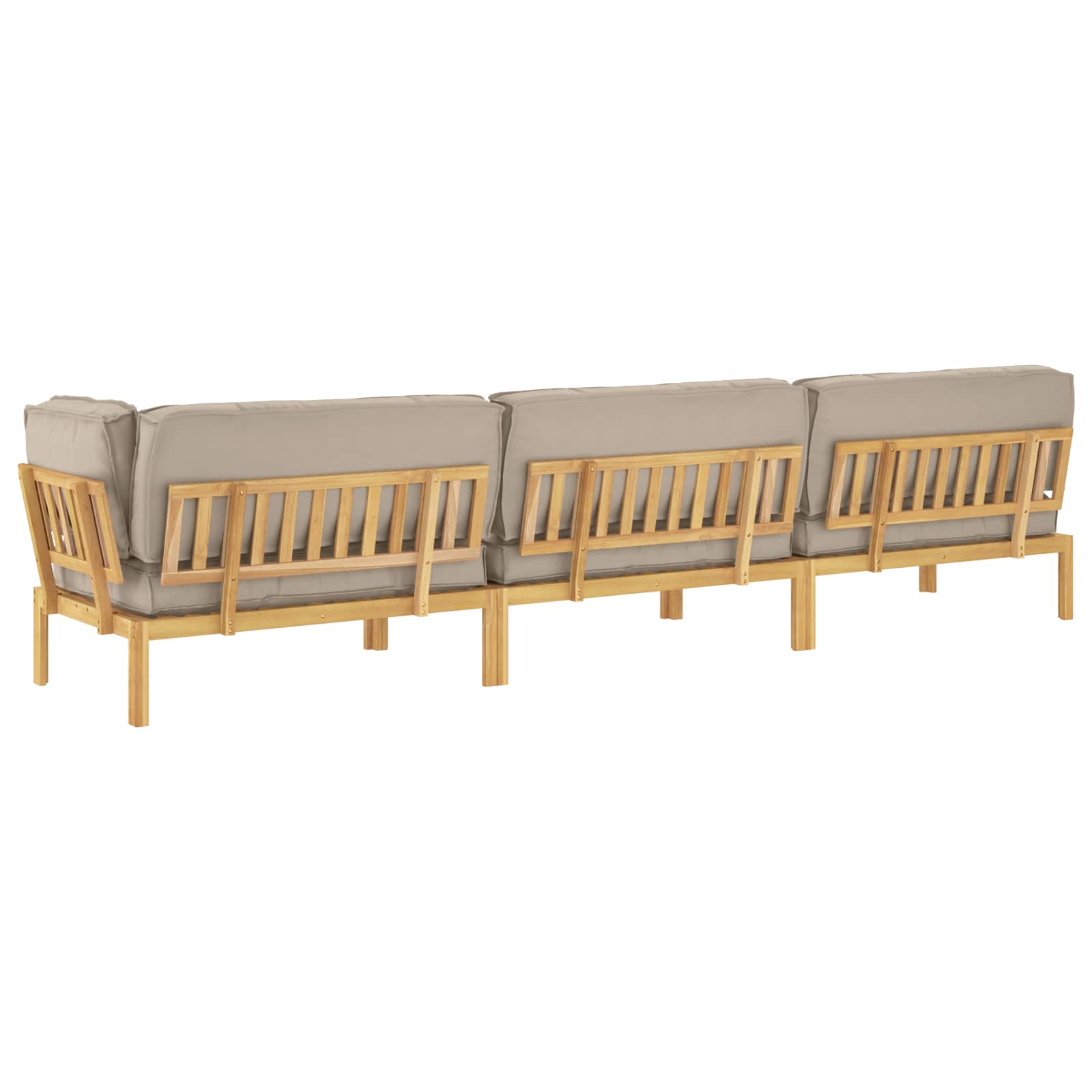 Σετ Καναπέ με μαξιλάρι 4 pcs Taupe Στερεό Ξύλο Ακακίας