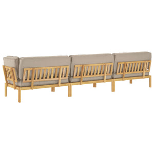 Σετ Καναπέ με μαξιλάρι 4 pcs Taupe Στερεό Ξύλο Ακακίας - Pakobazaar
