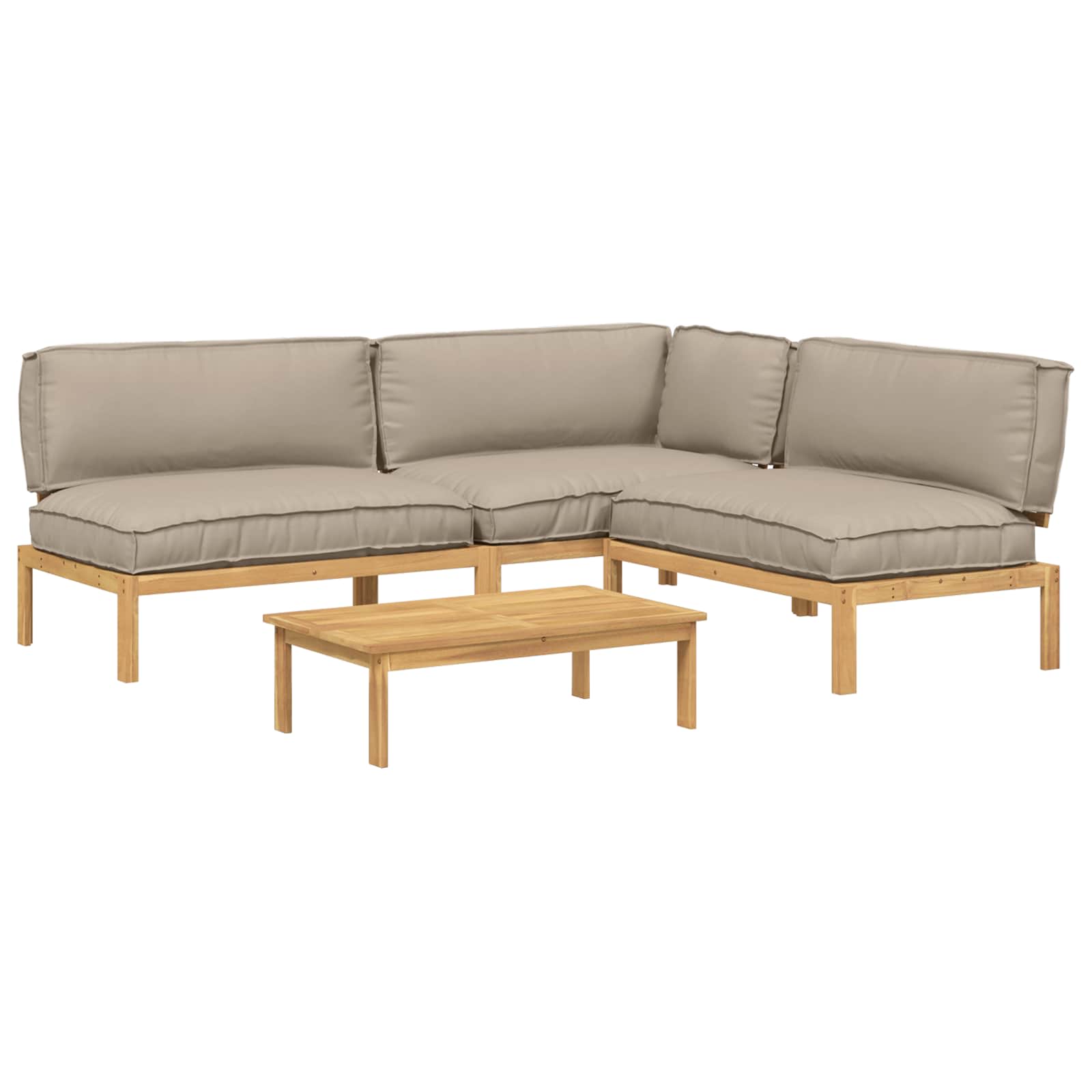 Σετ Καναπέ με μαξιλάρι 4 pcs Taupe Στερεό Ξύλο Ακακίας