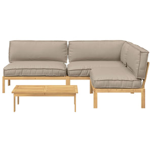 Σετ Καναπέ με μαξιλάρι 4 pcs Taupe Στερεό Ξύλο Ακακίας - Pakobazaar