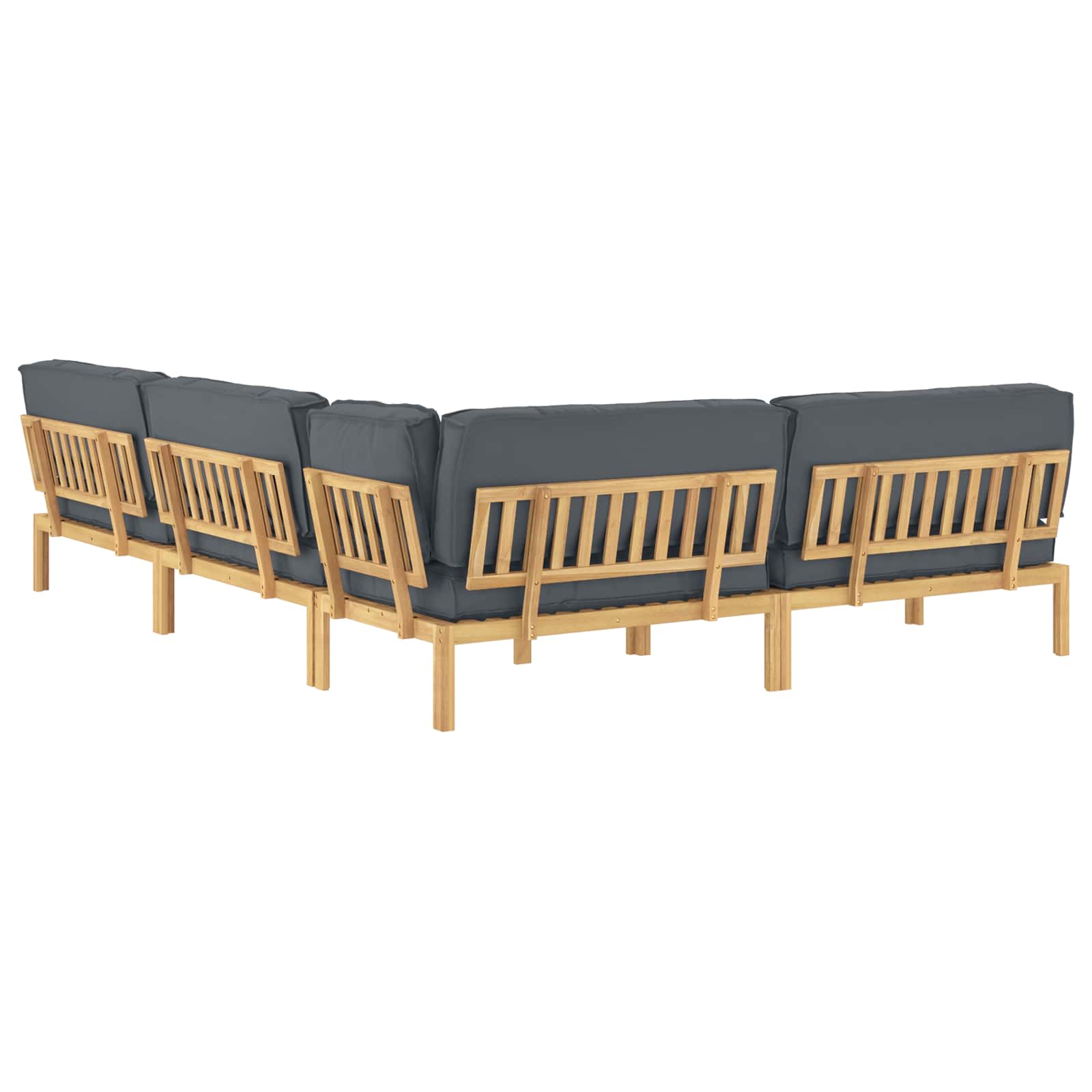 Σετ Καναπέ με μαξιλάρι 5 pcs Ανθρακί Στερεό Ξύλο Ακακίας - Pakobazaar