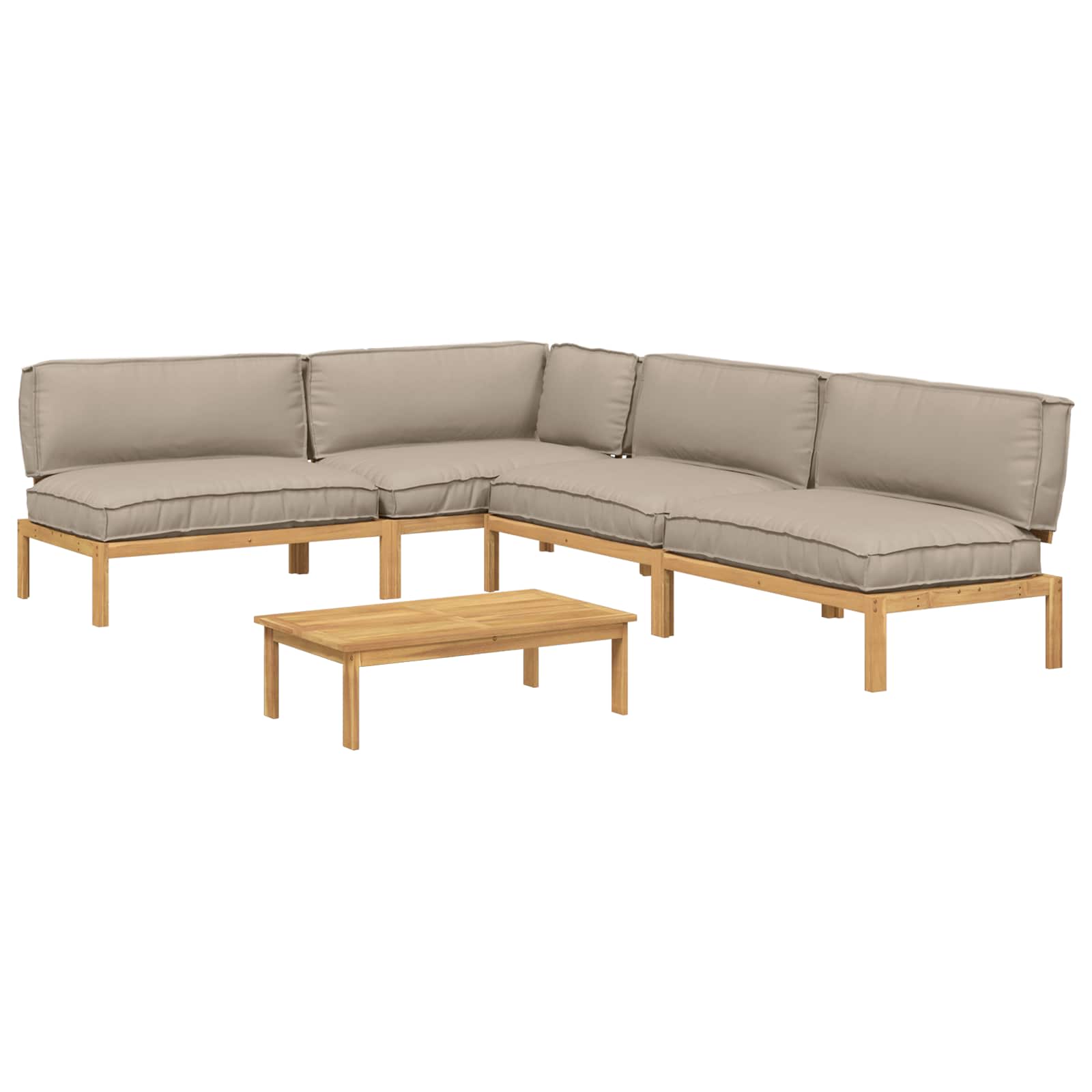 Σετ Καναπέ με μαξιλάρι 5 pcs Taupe Στερεό Ξύλο Ακακίας