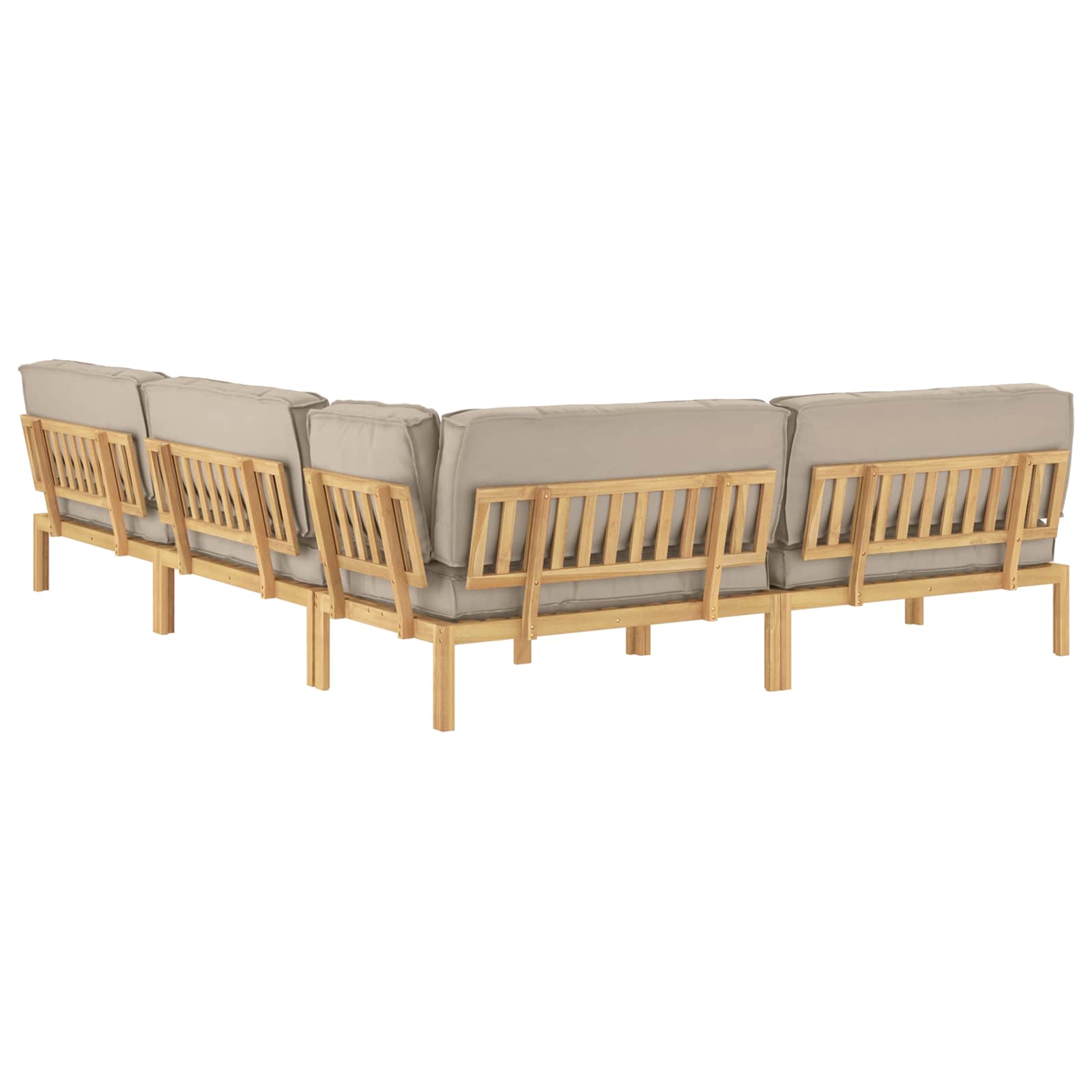 Σετ Καναπέ με μαξιλάρι 5 pcs Taupe Στερεό Ξύλο Ακακίας