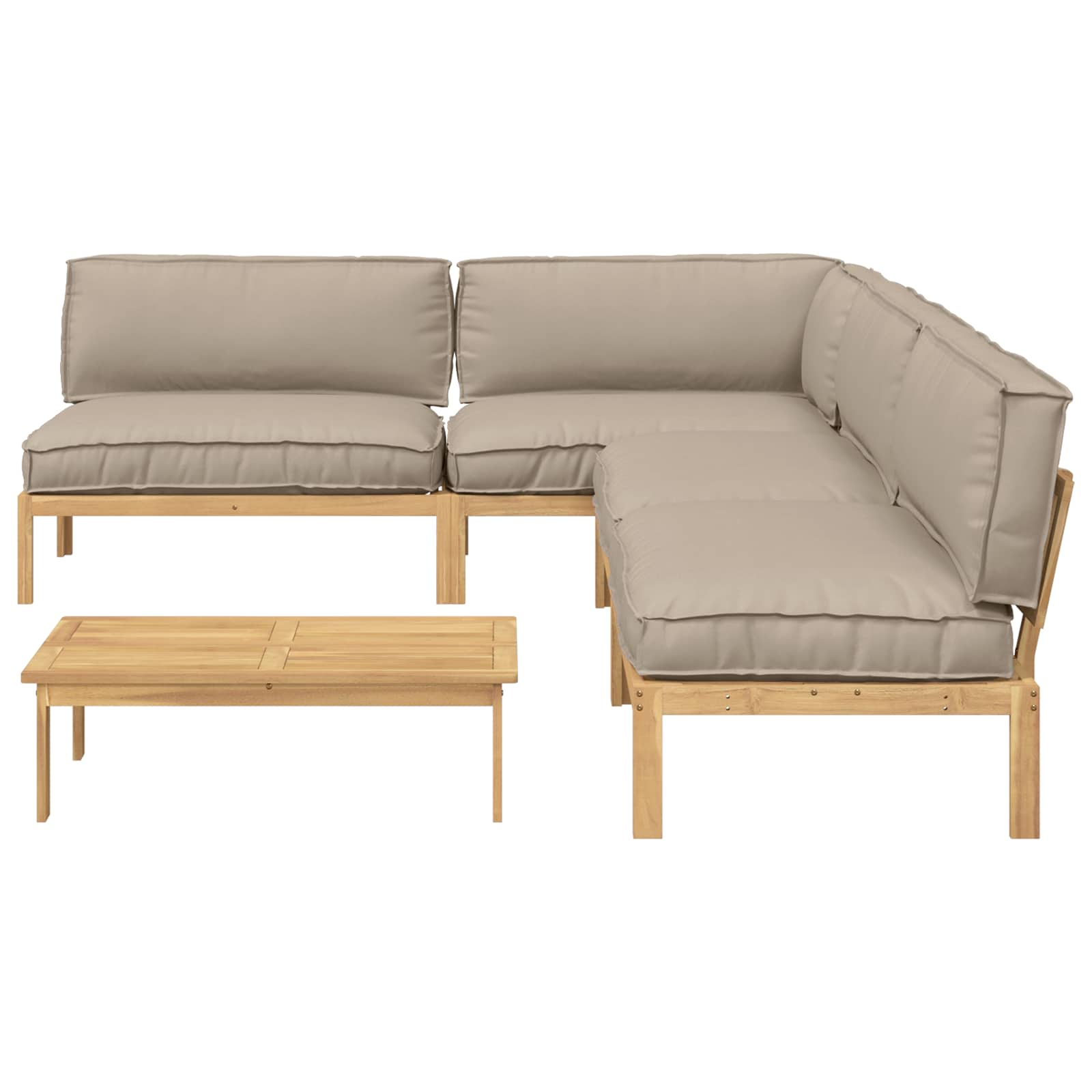 Σετ Καναπέ με μαξιλάρι 5 pcs Taupe Στερεό Ξύλο Ακακίας
