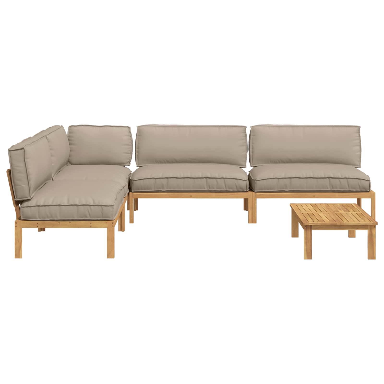 Σετ Καναπέ με μαξιλάρι 5 pcs Taupe Στερεό Ξύλο Ακακίας