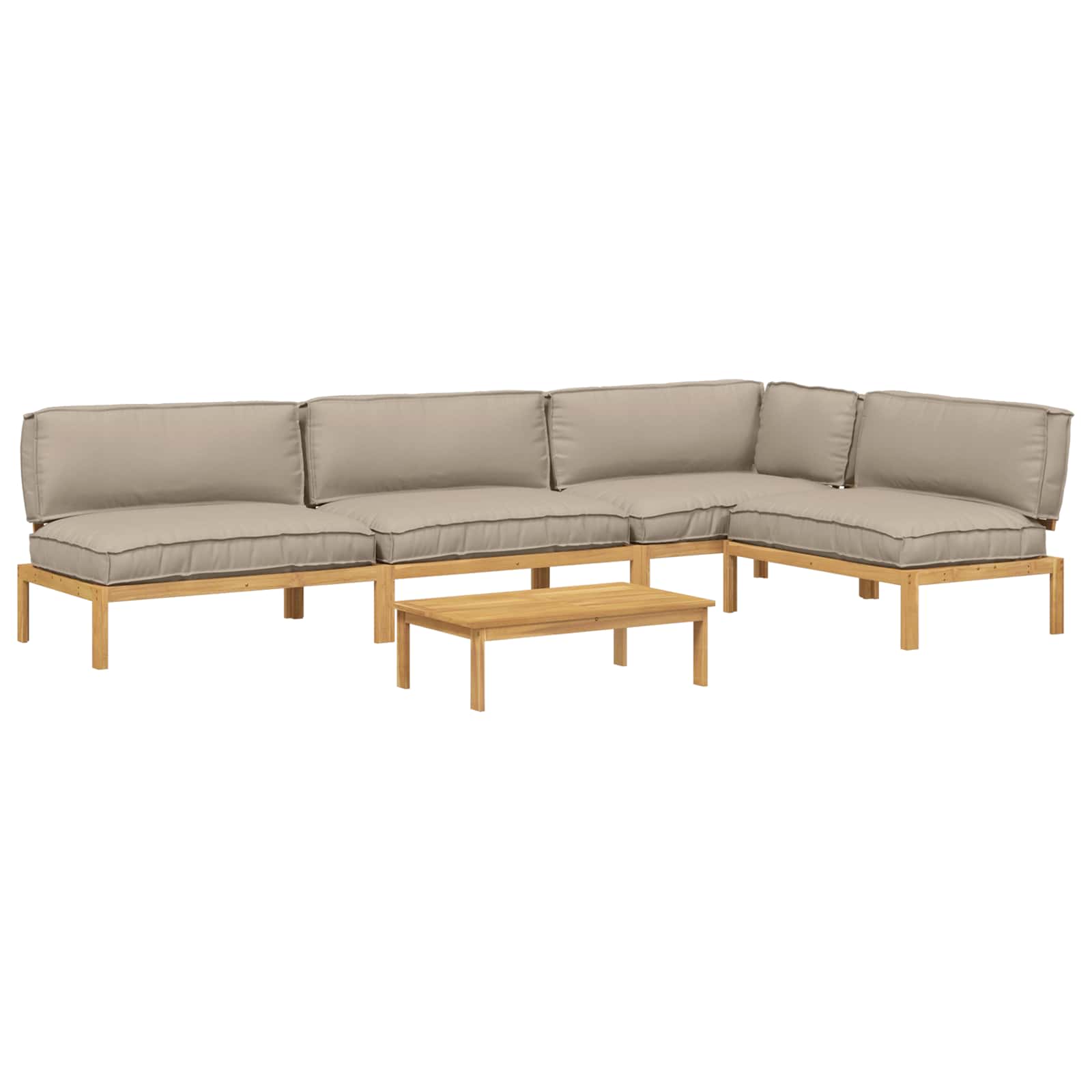 Σετ Καναπέ με μαξιλάρι 5 pcs Taupe Στερεό Ξύλο Ακακίας