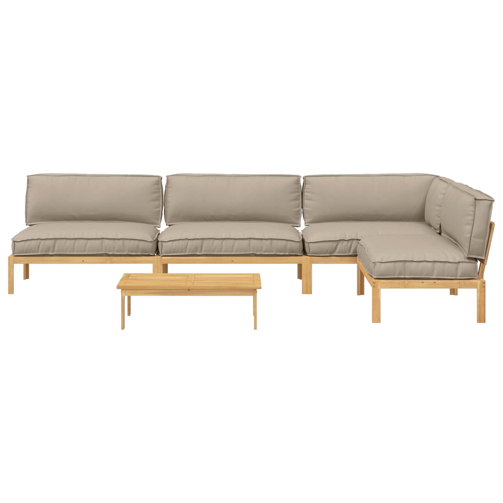 Σετ Καναπέ με μαξιλάρι 5 pcs Taupe Στερεό Ξύλο Ακακίας