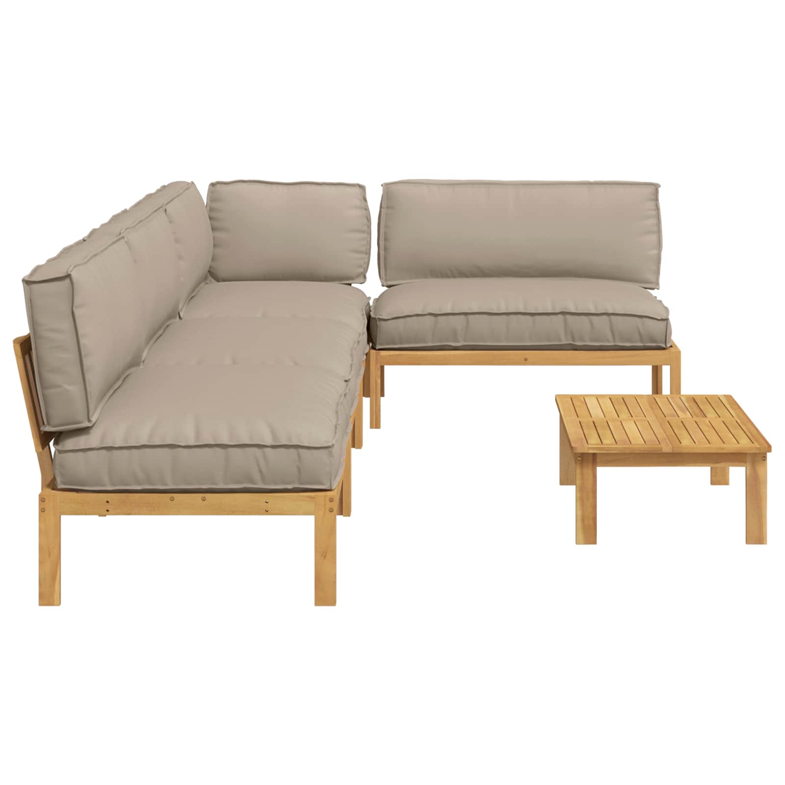 Σετ Καναπέ με μαξιλάρι 5 pcs Taupe Στερεό Ξύλο Ακακίας