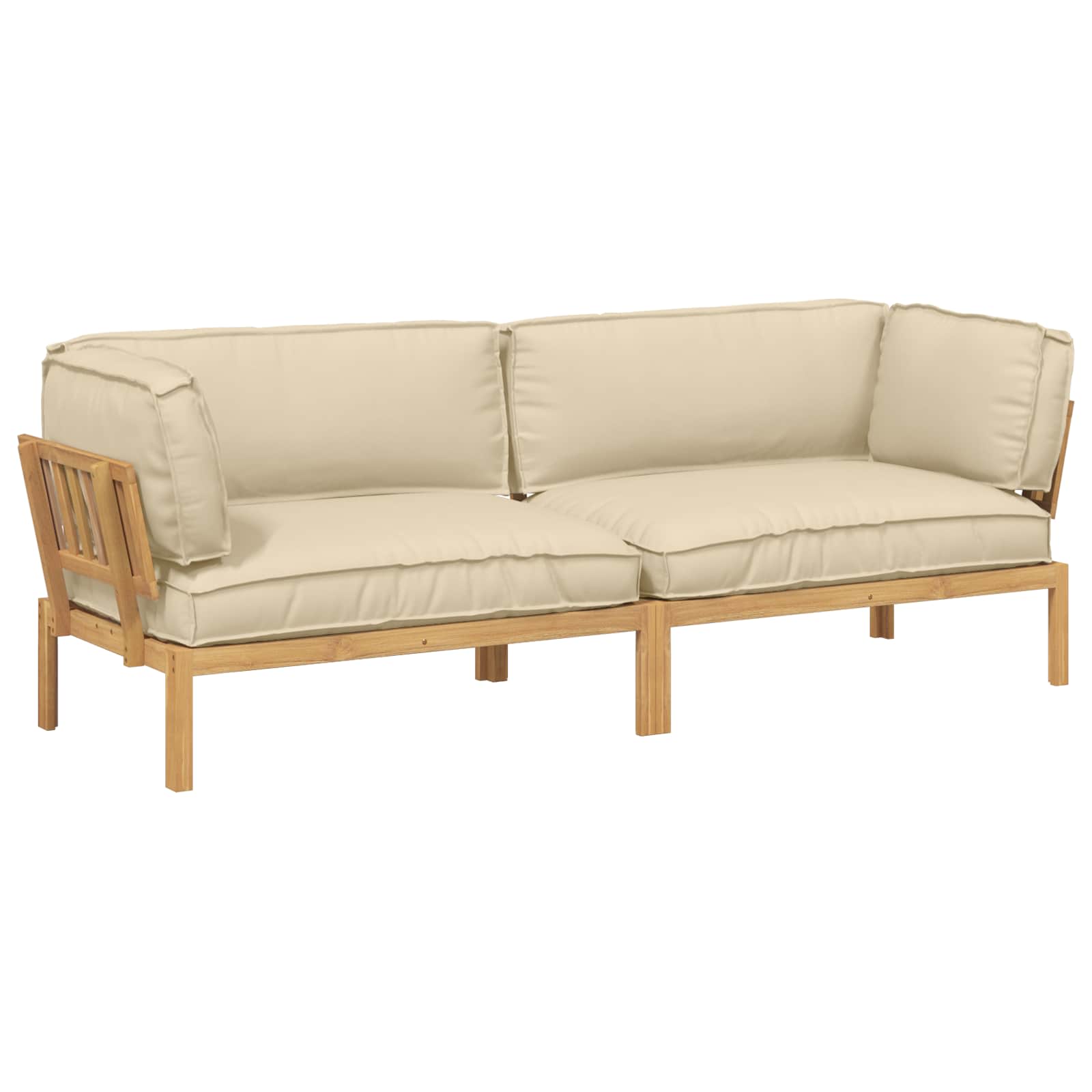 Σετ Καναπέ με μαξιλάρι Μονόχρωμο 2 pcs Μπεζ Στερεό Ξύλο Ακακίας - Pakobazaar