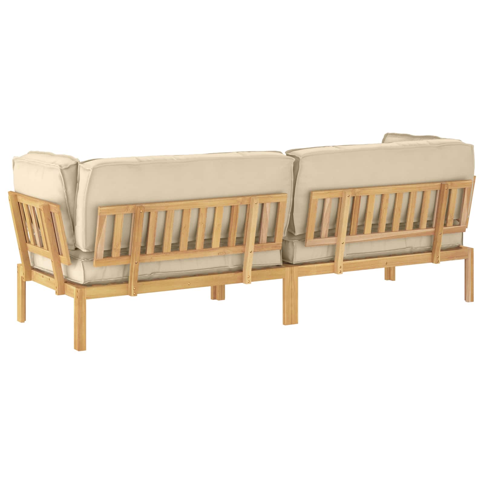 Σετ Καναπέ με μαξιλάρι Μονόχρωμο 2 pcs Μπεζ Στερεό Ξύλο Ακακίας - Pakobazaar