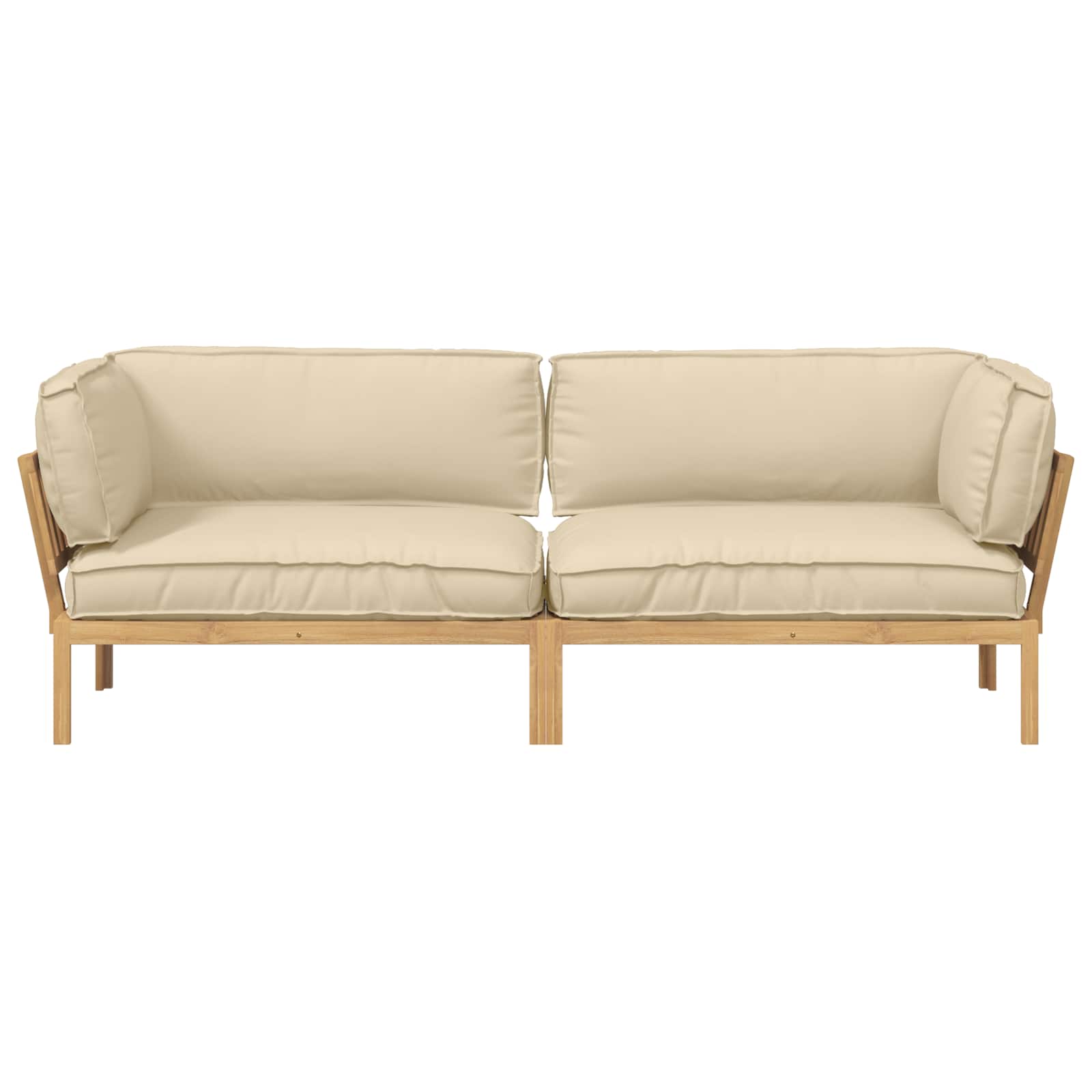 Σετ Καναπέ με μαξιλάρι Μονόχρωμο 2 pcs Μπεζ Στερεό Ξύλο Ακακίας - Pakobazaar