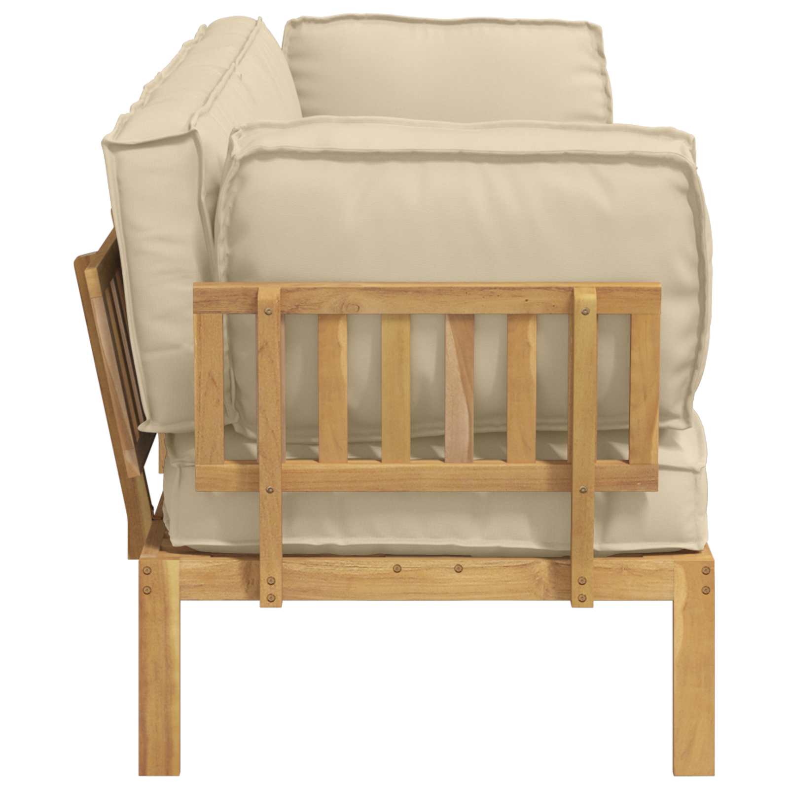 Σετ Καναπέ με μαξιλάρι Μονόχρωμο 2 pcs Μπεζ Στερεό Ξύλο Ακακίας - Pakobazaar