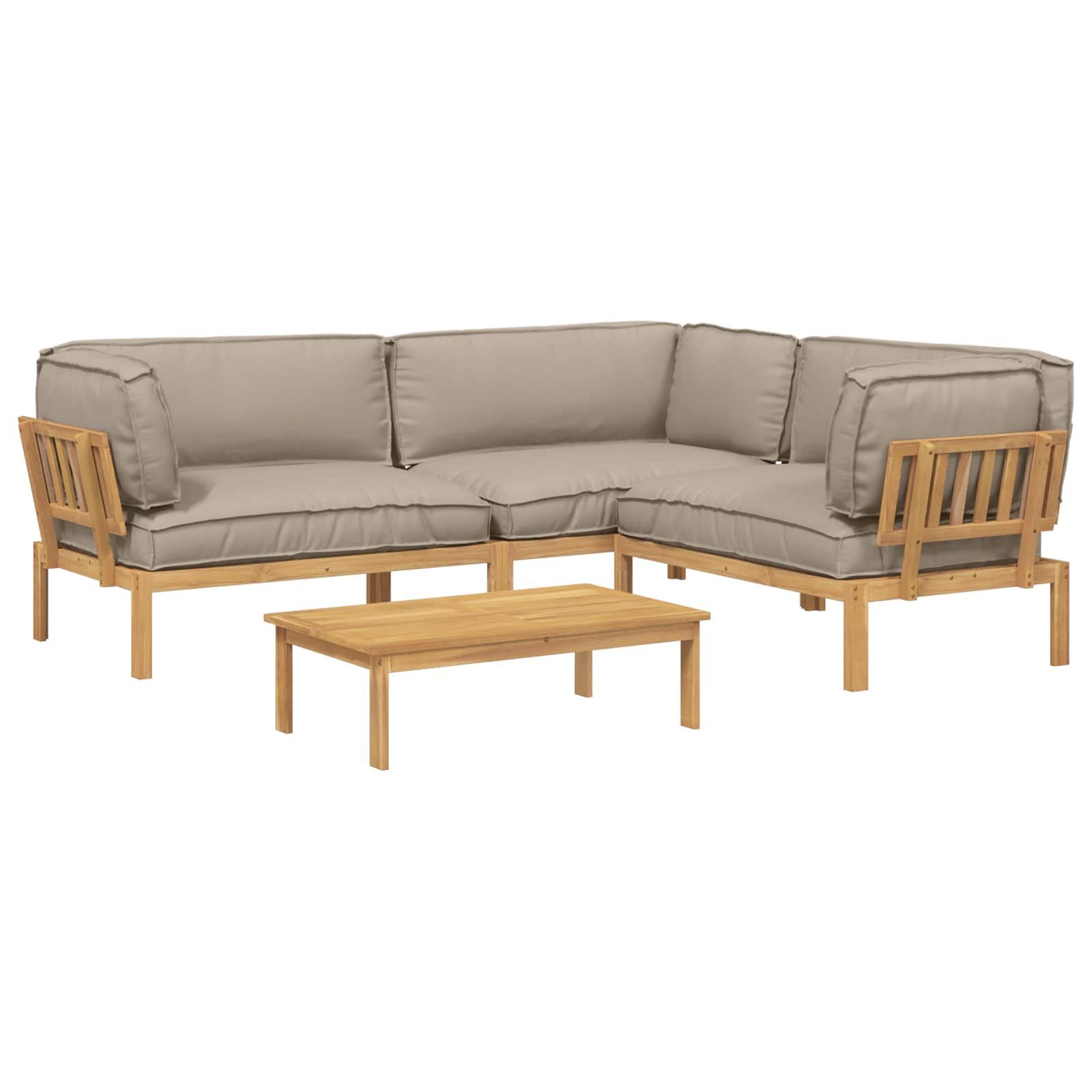 Σετ Καναπέ με μαξιλάρι 4 pcs Taupe Στερεό Ξύλο Ακακίας