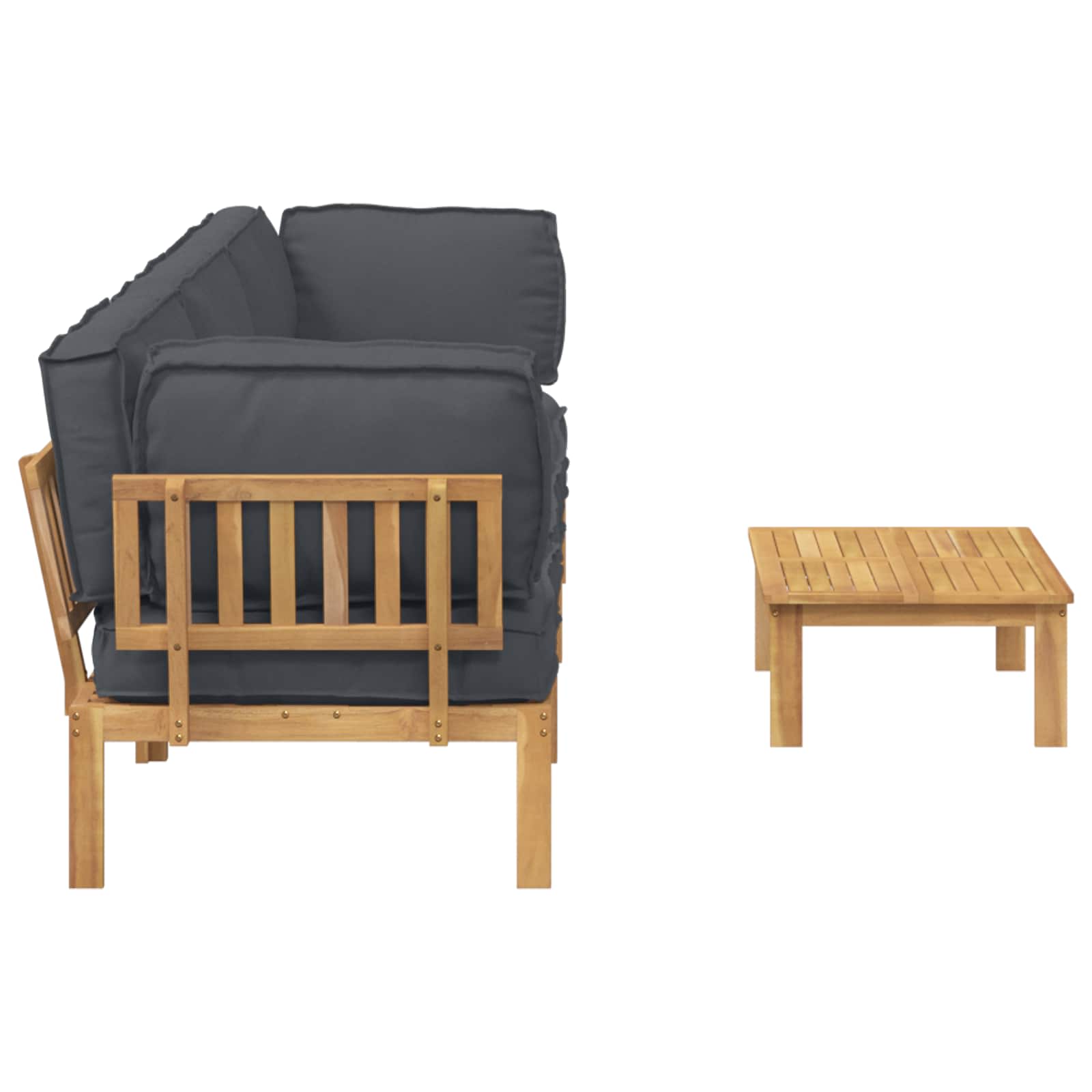 Σετ Καναπέ με μαξιλάρι 4 pcs Ανθρακί Στερεό Ξύλο Ακακίας - Pakobazaar