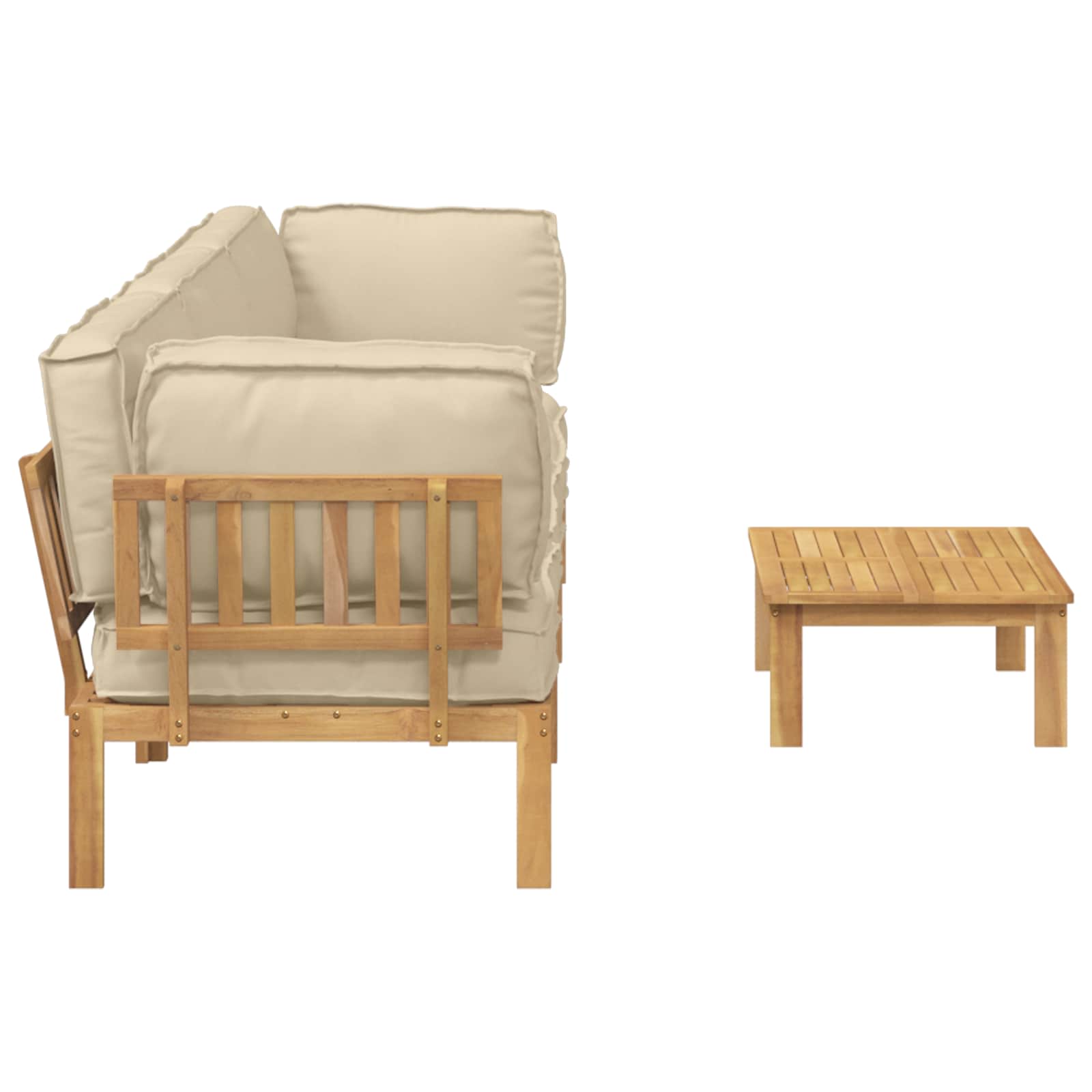 Σετ Καναπέ με μαξιλάρι Μονόχρωμο 4 pcs Μπεζ Στερεό Ξύλο Ακακίας - Pakobazaar