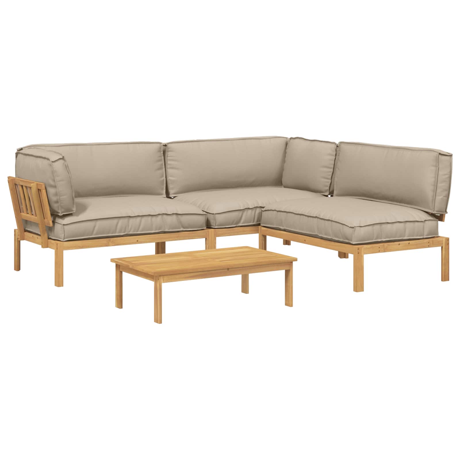 Σετ Καναπέ με μαξιλάρι 4 pcs Taupe Στερεό Ξύλο Ακακίας