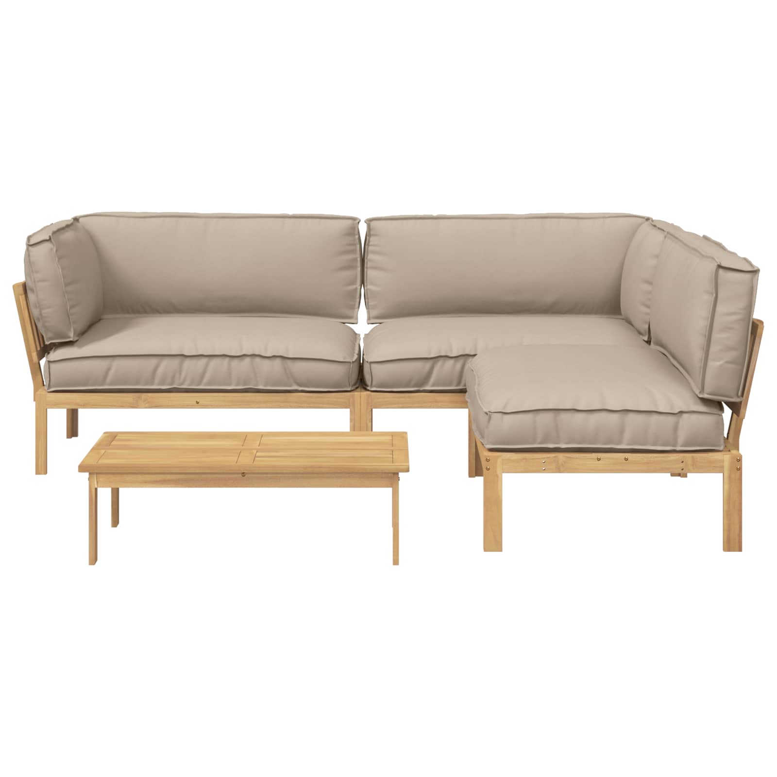 Σετ Καναπέ με μαξιλάρι 4 pcs Taupe Στερεό Ξύλο Ακακίας