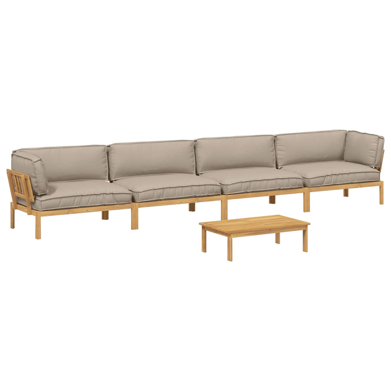 Σετ Καναπέ με μαξιλάρι 5 pcs Taupe Στερεό Ξύλο Ακακίας