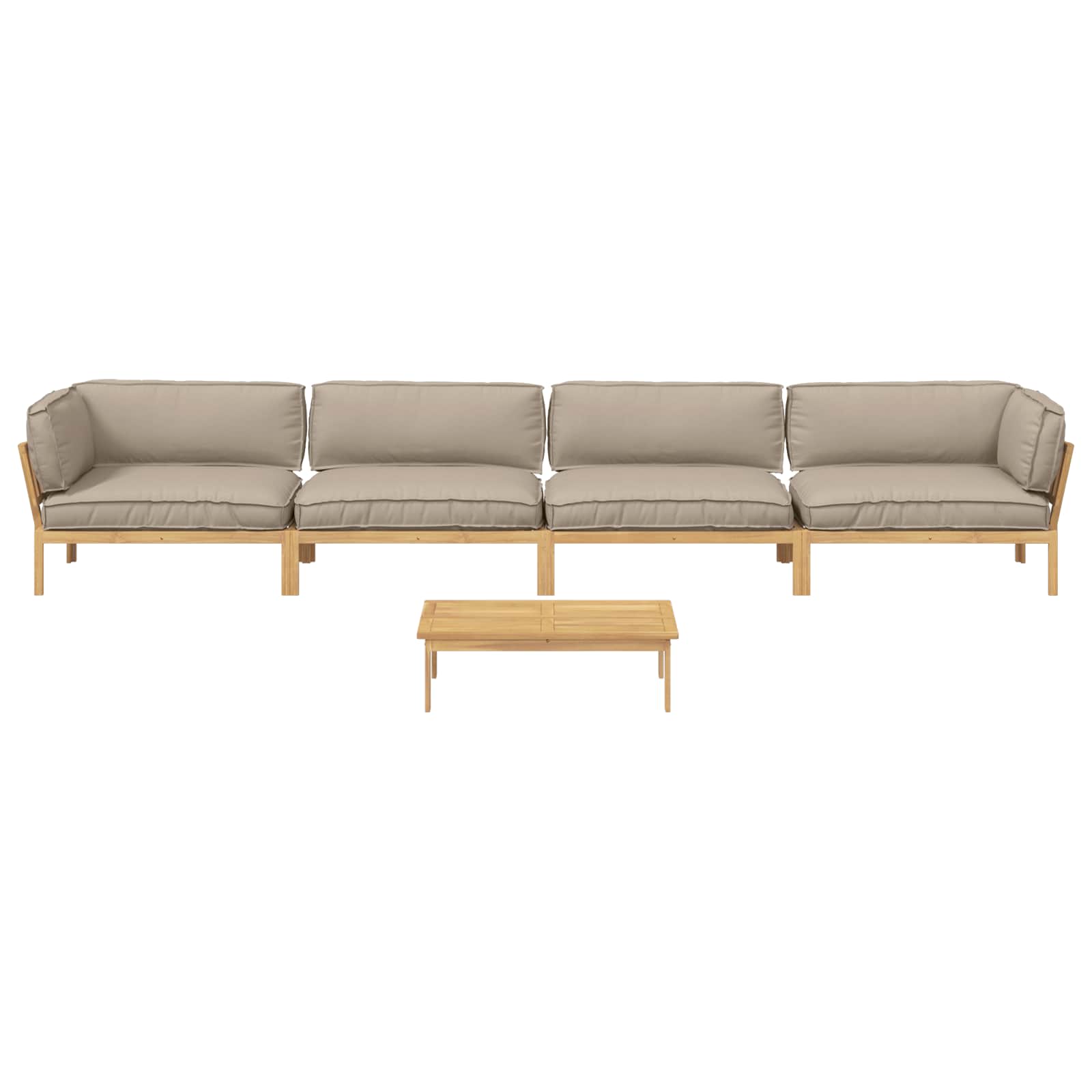 Σετ Καναπέ με μαξιλάρι 5 pcs Taupe Στερεό Ξύλο Ακακίας