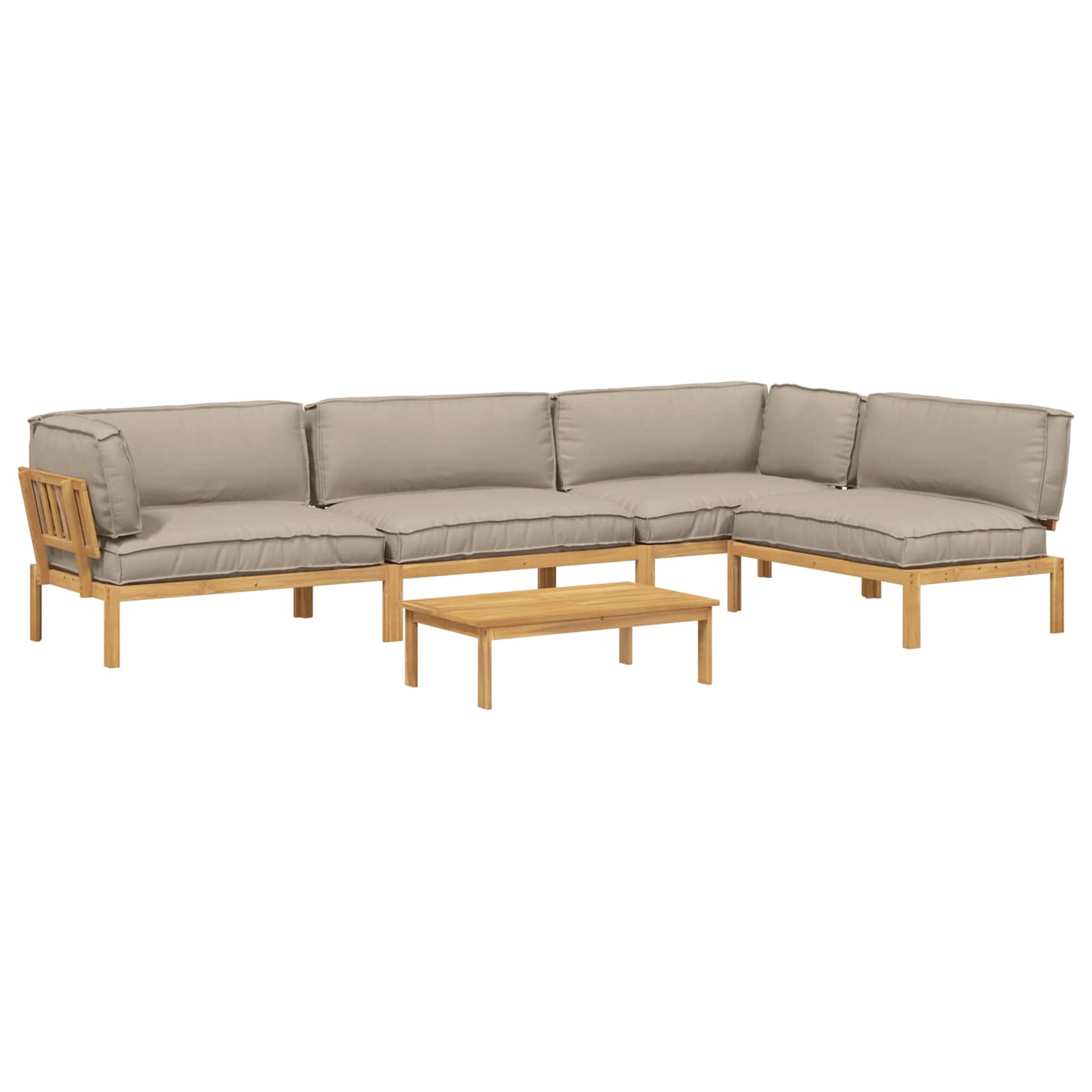 Σετ Καναπέ με μαξιλάρι 5 pcs Taupe Στερεό Ξύλο Ακακίας