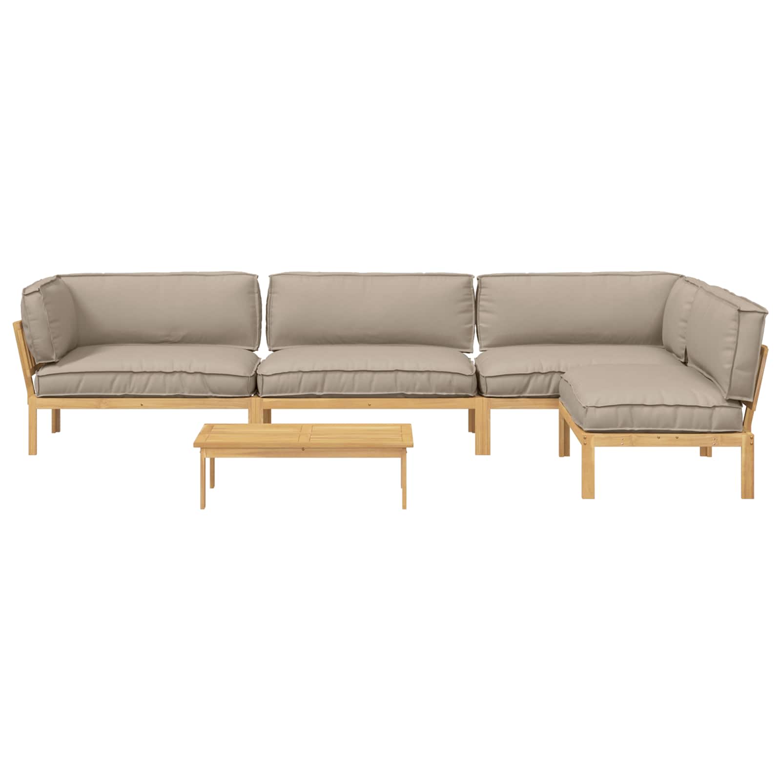 Σετ Καναπέ με μαξιλάρι 5 pcs Taupe Στερεό Ξύλο Ακακίας