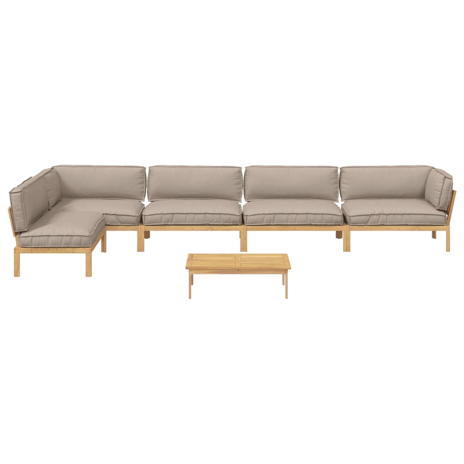 Σετ Καναπέ με μαξιλάρι 6 pcs Taupe Στερεό Ξύλο Ακακίας