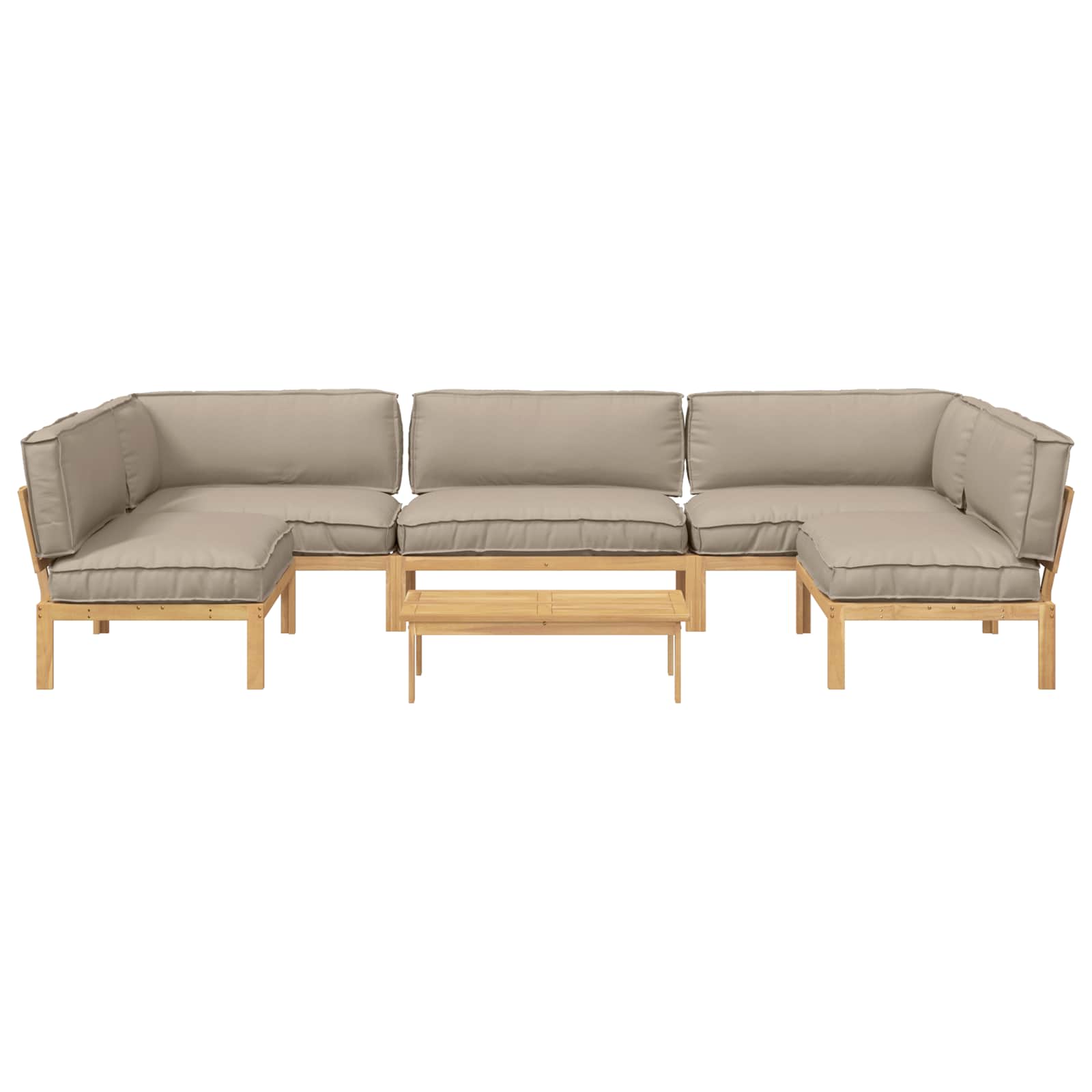 Σετ Καναπέ με μαξιλάρι 6 pcs Taupe Στερεό Ξύλο Ακακίας - Pakobazaar