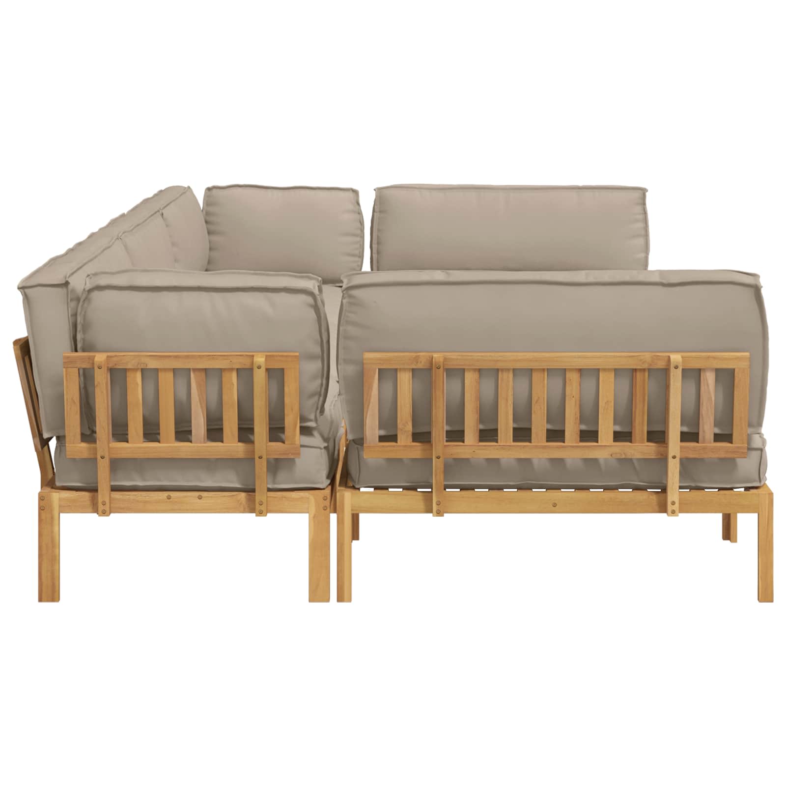 Σετ Καναπέ με μαξιλάρι 6 pcs Taupe Στερεό Ξύλο Ακακίας - Pakobazaar