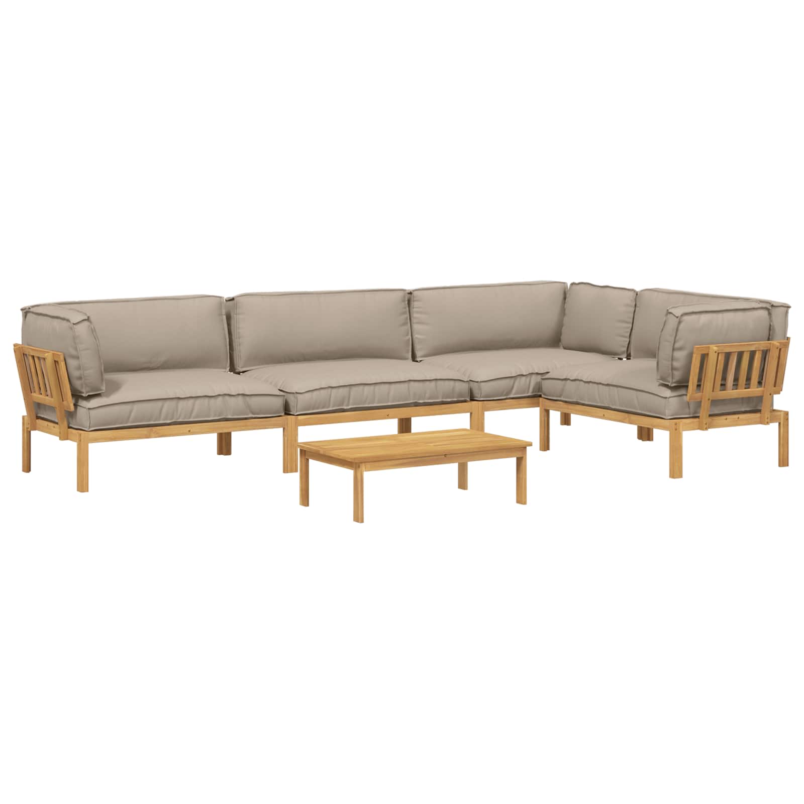 Σετ Καναπέ με μαξιλάρι 5 pcs Taupe Στερεό Ξύλο Ακακίας