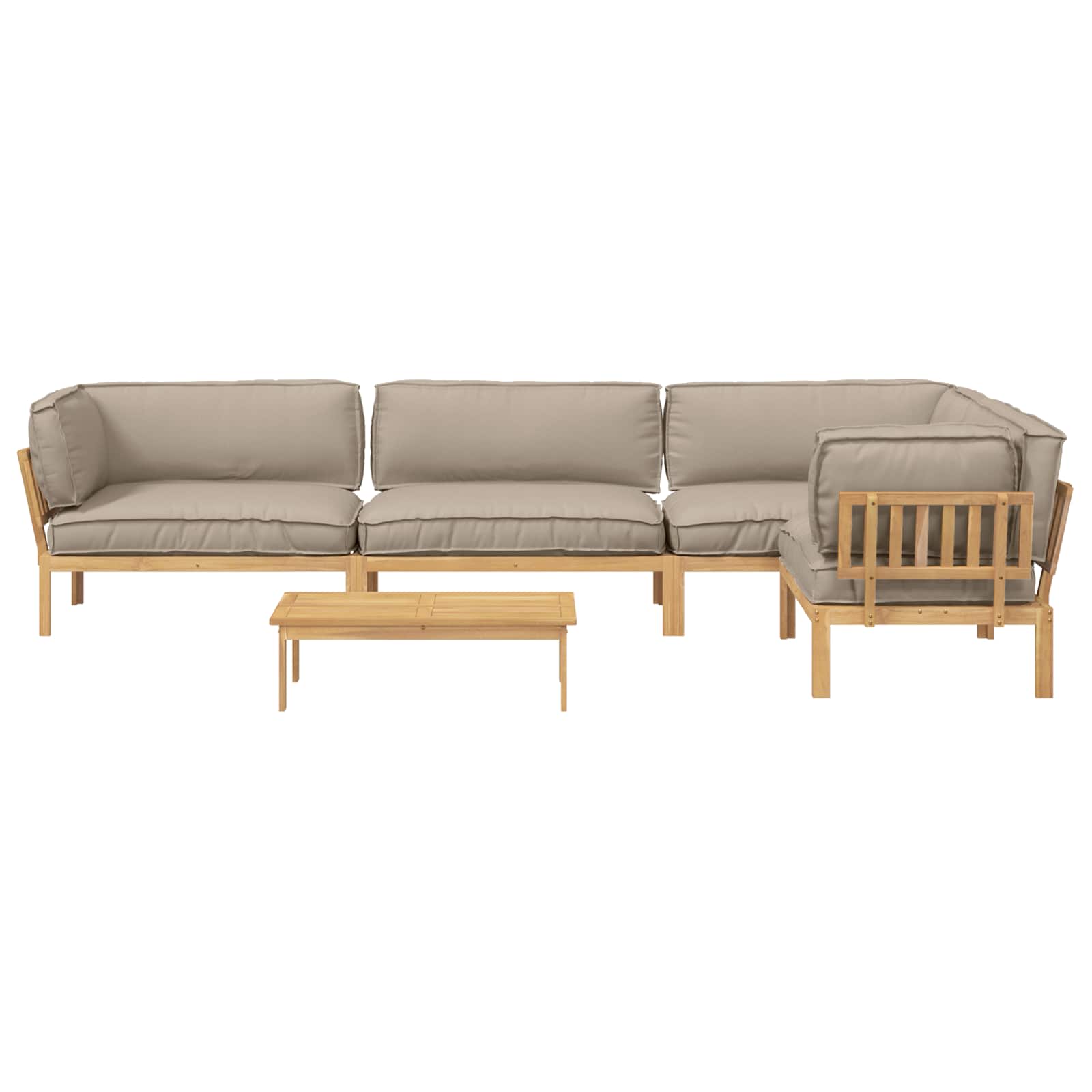 Σετ Καναπέ με μαξιλάρι 5 pcs Taupe Στερεό Ξύλο Ακακίας