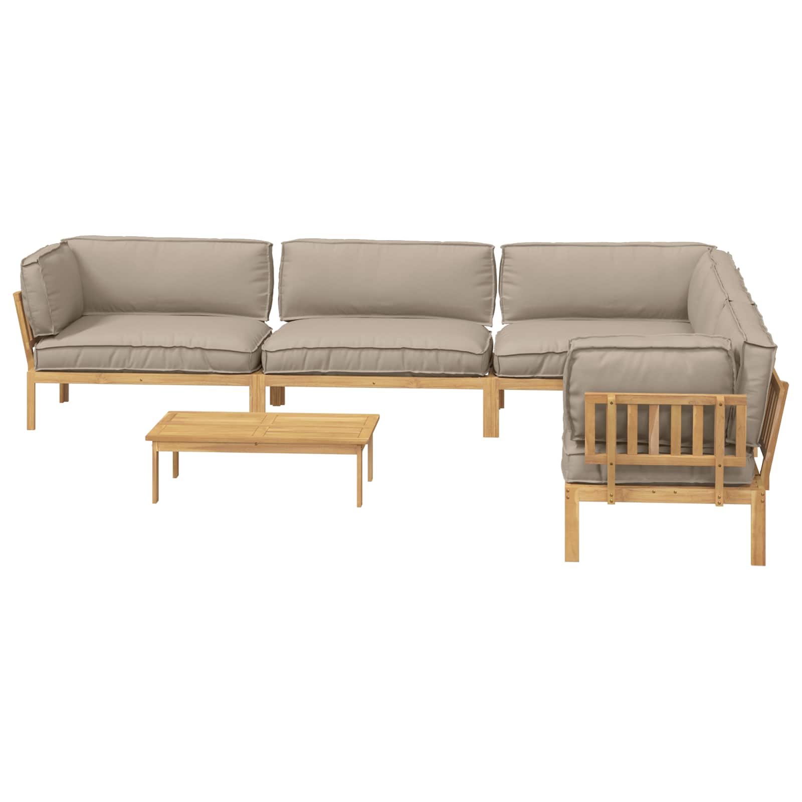 Σετ Καναπέ με μαξιλάρι 6 pcs Taupe Στερεό Ξύλο Ακακίας