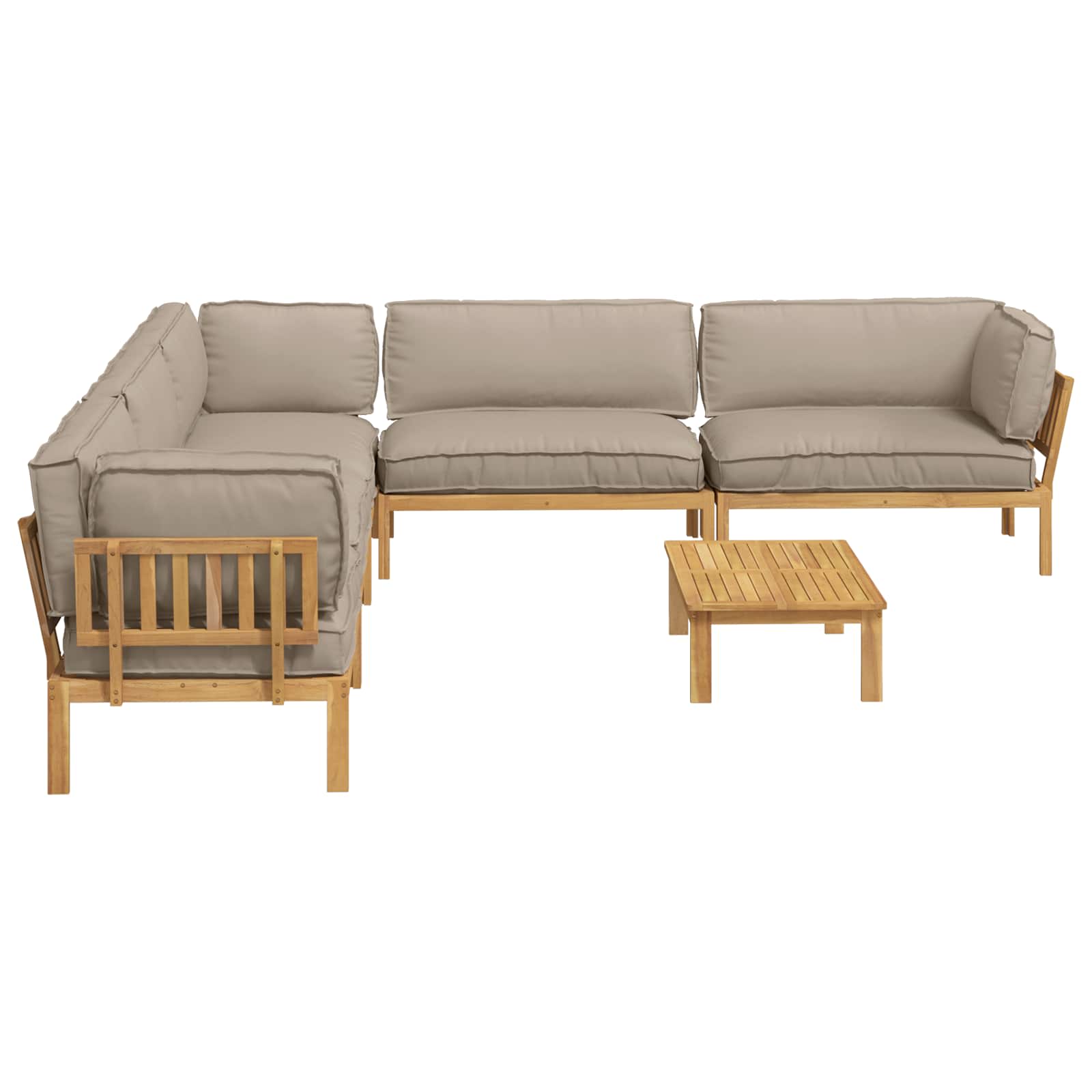 Σετ Καναπέ με μαξιλάρι 6 pcs Taupe Στερεό Ξύλο Ακακίας