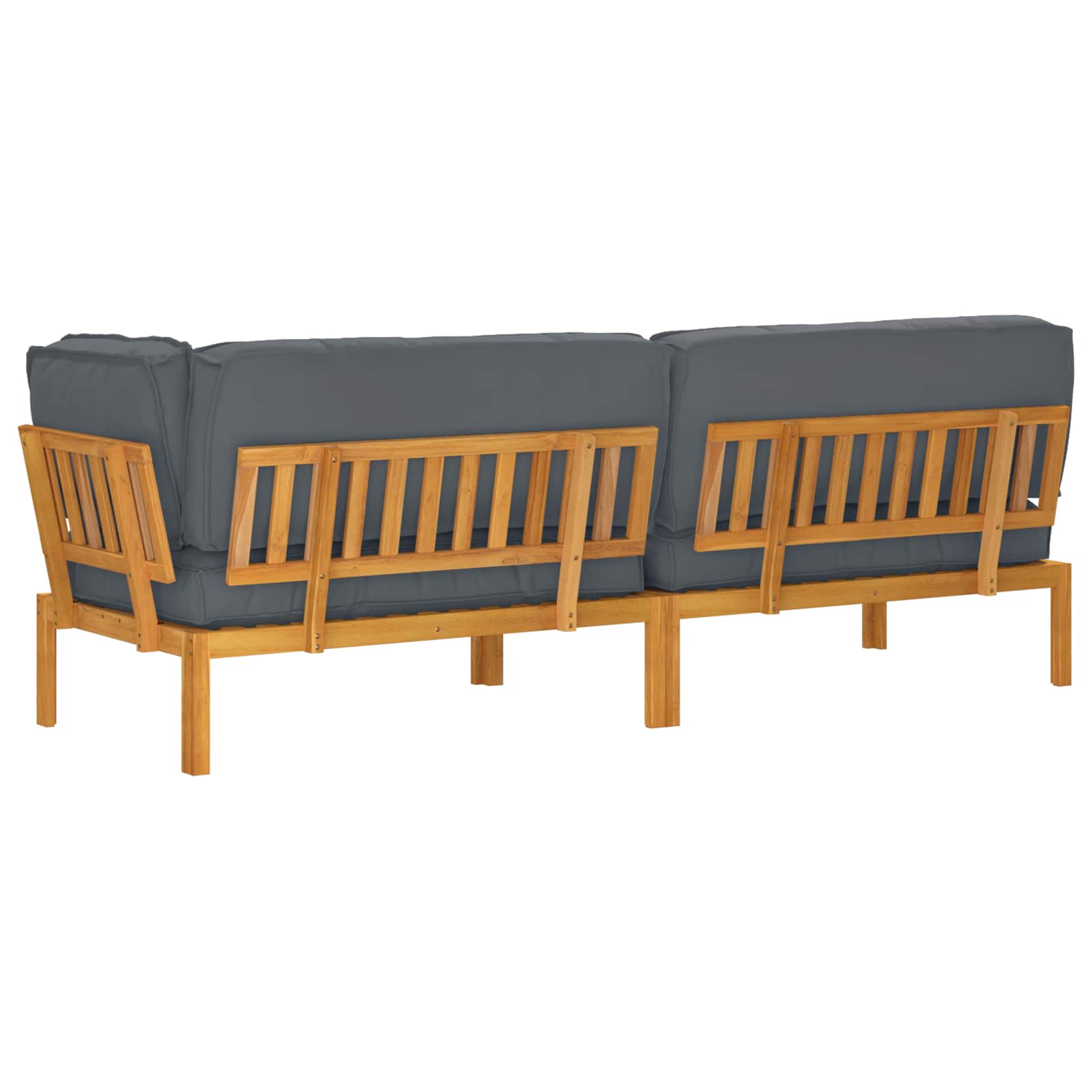 Σετ Καναπέ με μαξιλάρι 3 pcs Ανθρακί Στερεό Ξύλο Ακακίας - Pakobazaar