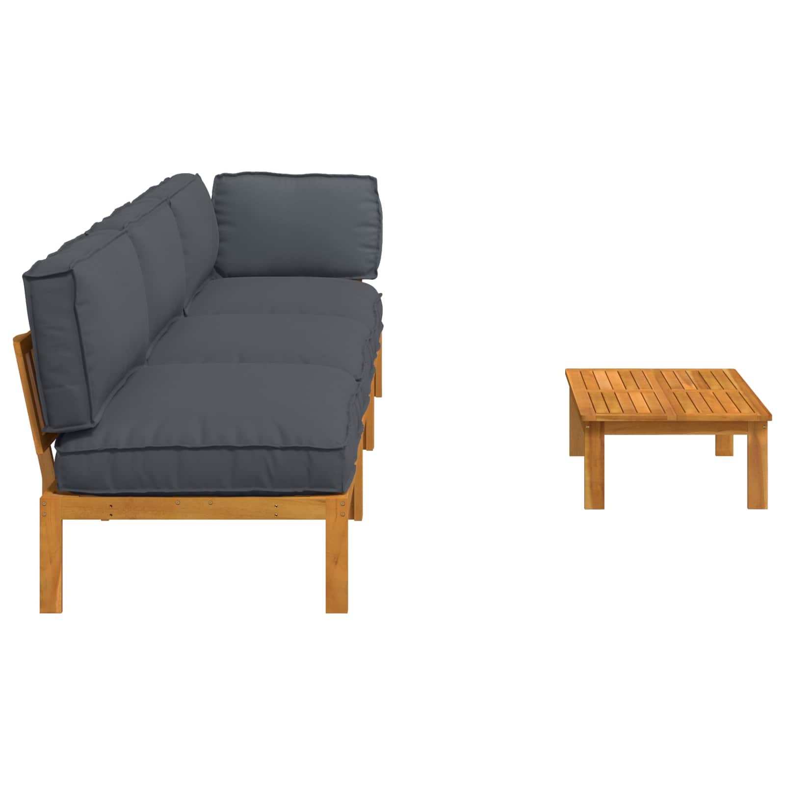 Σετ Καναπέ με μαξιλάρι 4 pcs Ανθρακί Στερεό Ξύλο Ακακίας - Pakobazaar