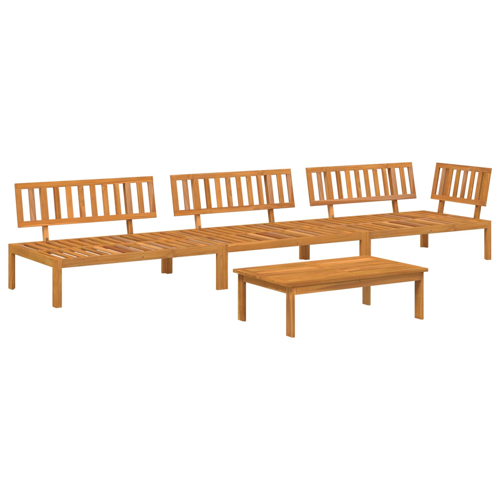 Σετ Καναπέ με μαξιλάρι Μονόχρωμο 4 pcs Μπεζ Στερεό Ξύλο Ακακίας