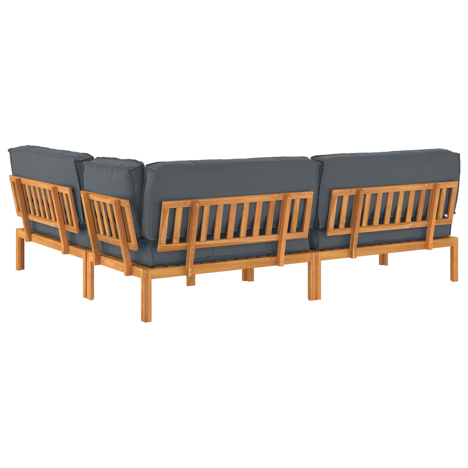 Σετ Καναπέ με μαξιλάρι 4 pcs Ανθρακί Στερεό Ξύλο Ακακίας - Pakobazaar