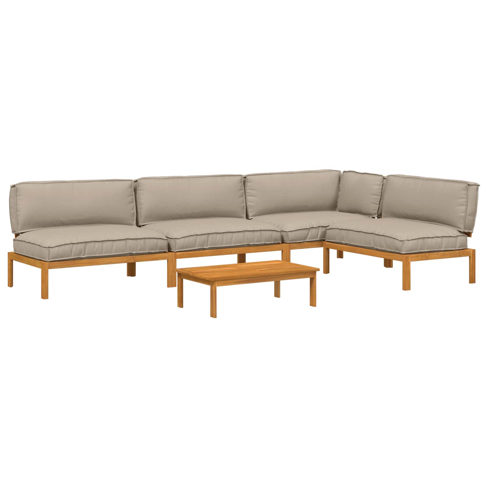 Σετ Καναπέ με μαξιλάρι 5 pcs Taupe Στερεό Ξύλο Ακακίας - Pakobazaar