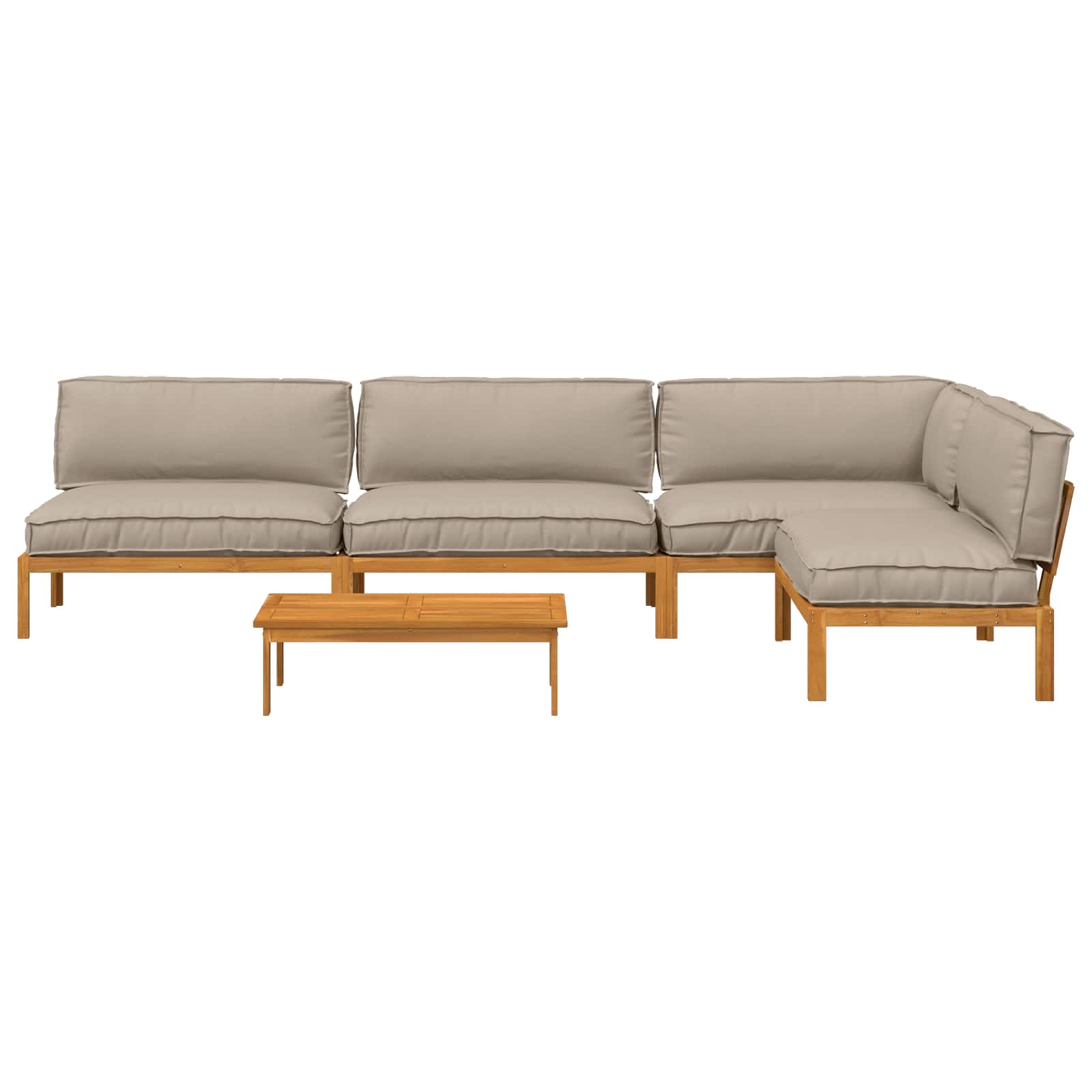 Σετ Καναπέ με μαξιλάρι 5 pcs Taupe Στερεό Ξύλο Ακακίας - Pakobazaar