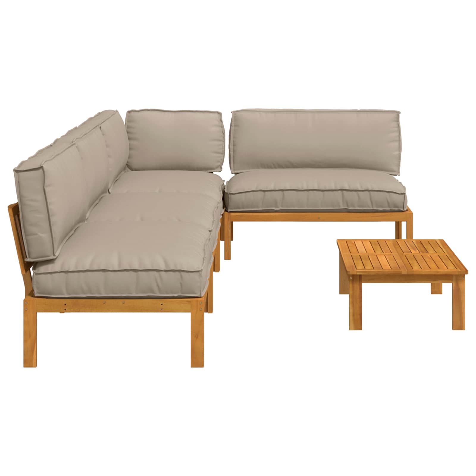 Σετ Καναπέ με μαξιλάρι 5 pcs Taupe Στερεό Ξύλο Ακακίας - Pakobazaar