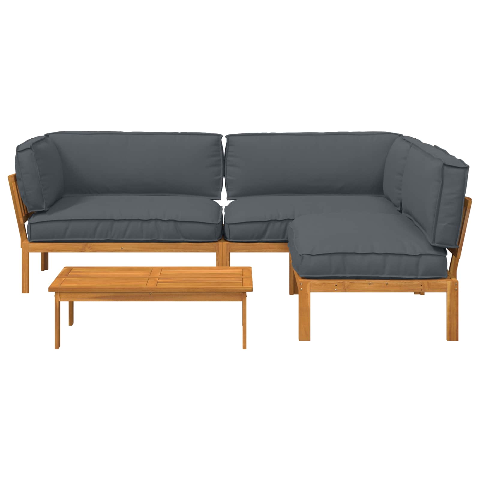 Σετ Καναπέ με μαξιλάρι 4 pcs Ανθρακί Στερεό Ξύλο Ακακίας - Pakobazaar