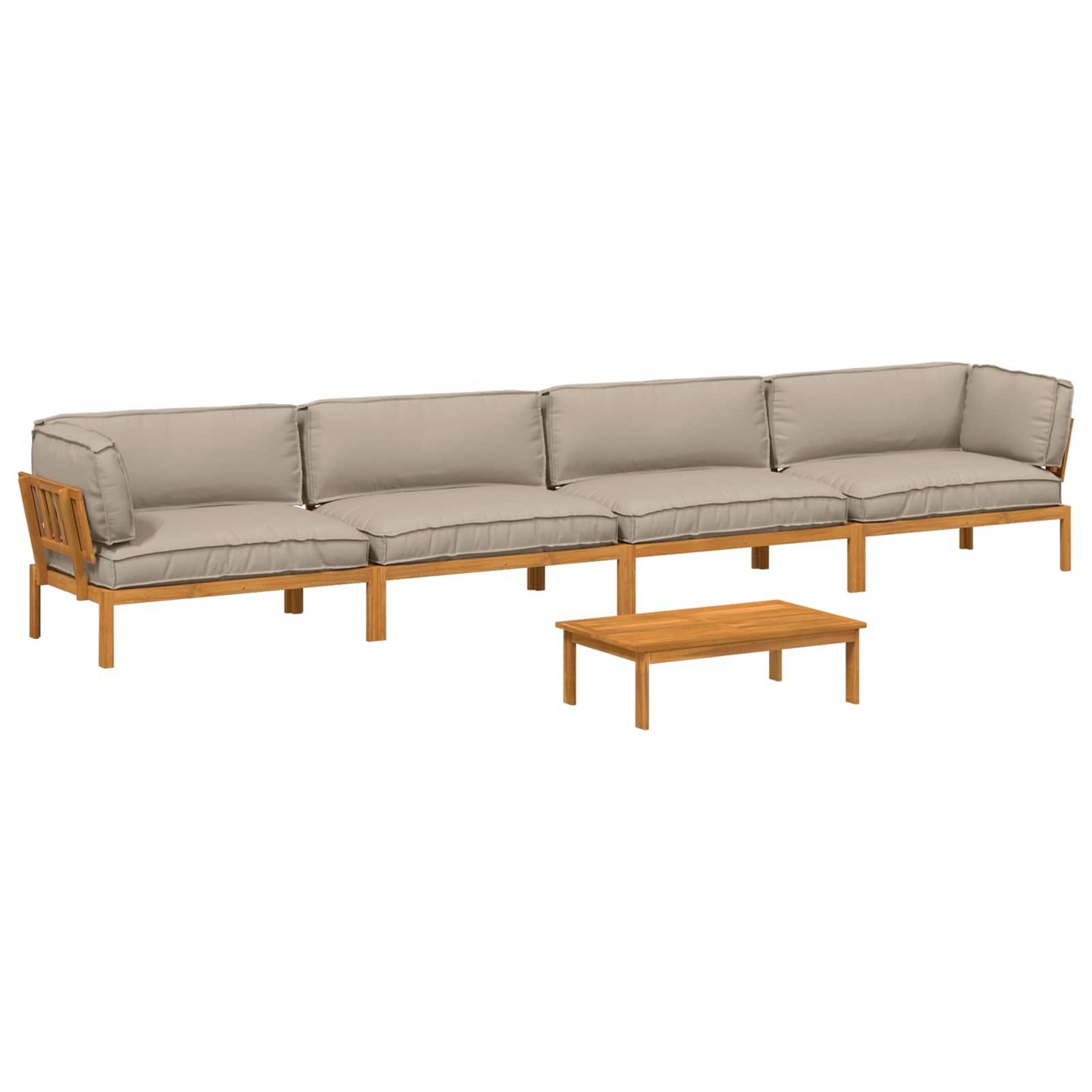Σετ Καναπέ με μαξιλάρι 5 pcs Taupe Στερεό Ξύλο Ακακίας - Pakobazaar
