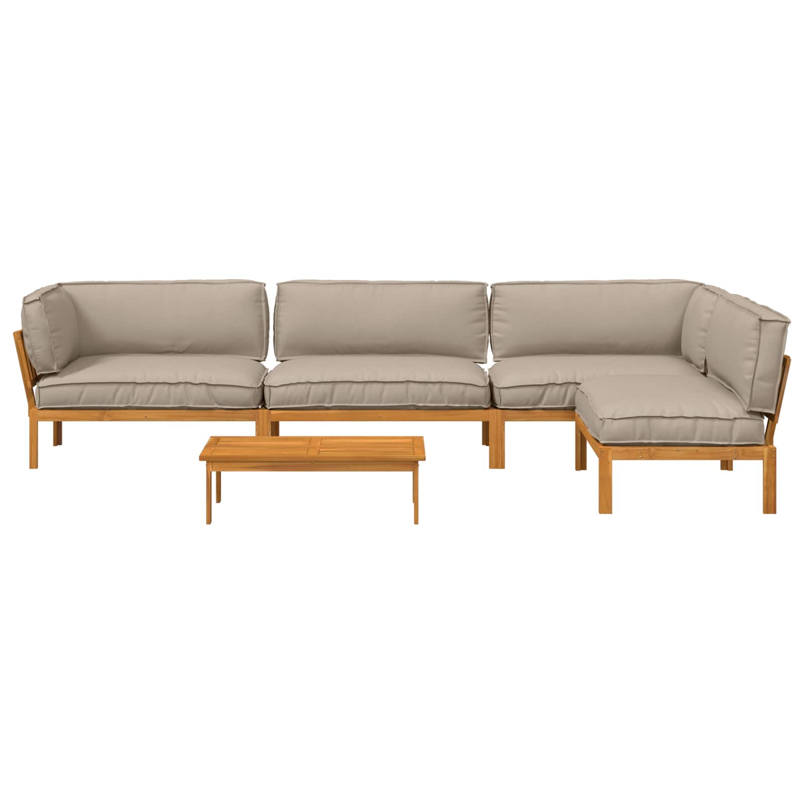 Σετ Καναπέ με μαξιλάρι 5 pcs Taupe Στερεό Ξύλο Ακακίας - Pakobazaar