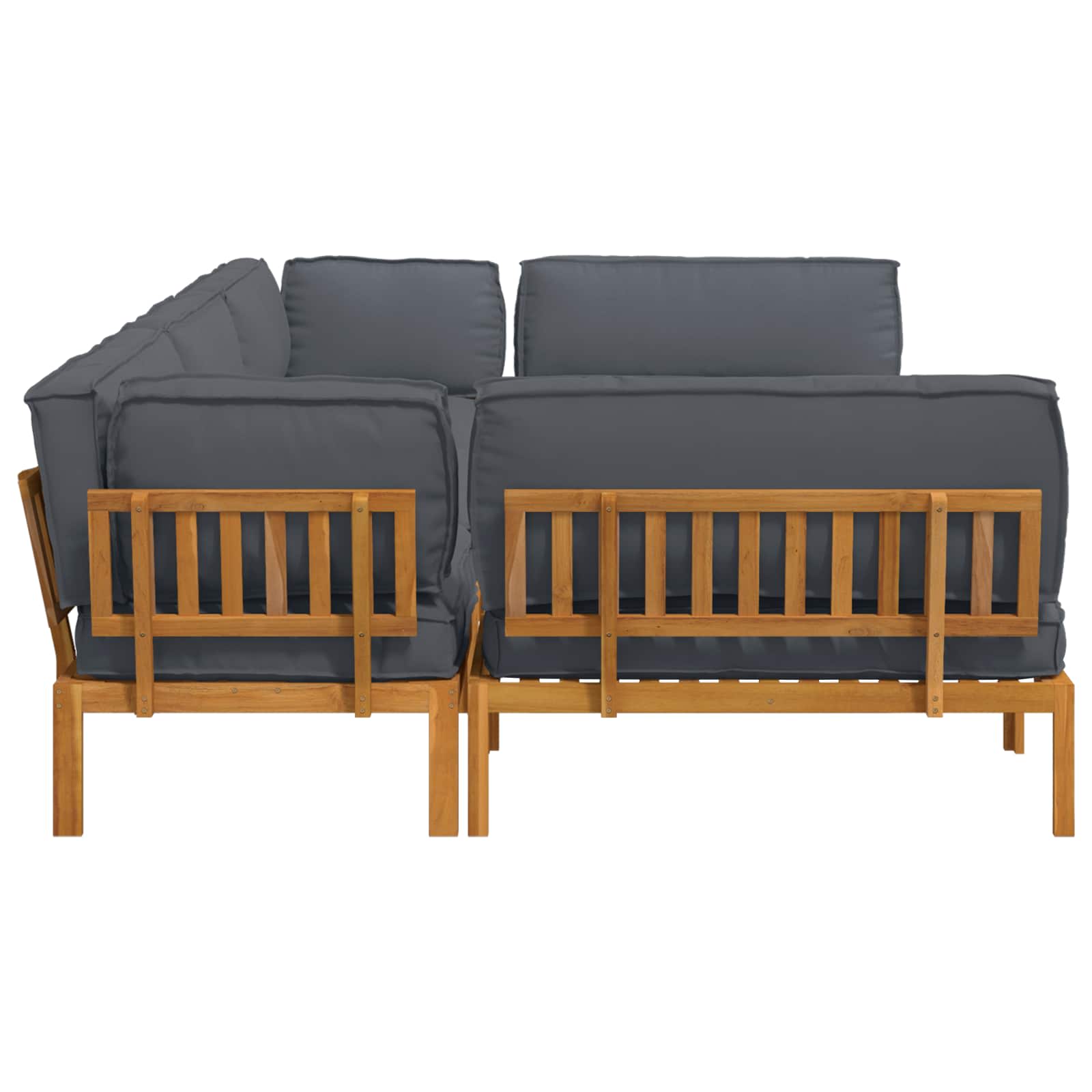 Σετ Καναπέ με μαξιλάρι 6 pcs Ανθρακί Στερεό Ξύλο Ακακίας - Pakobazaar