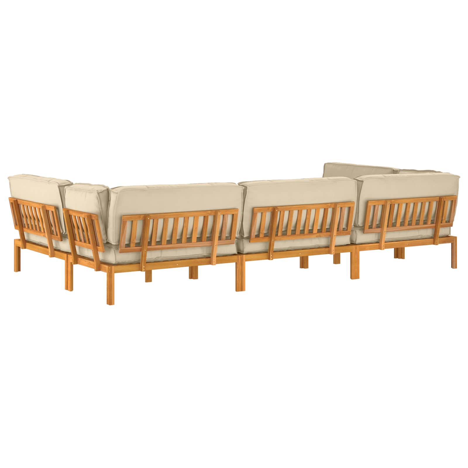 Σετ Καναπέ με μαξιλάρι Μονόχρωμο 6 pcs Μπεζ Στερεό Ξύλο Ακακίας - Pakobazaar