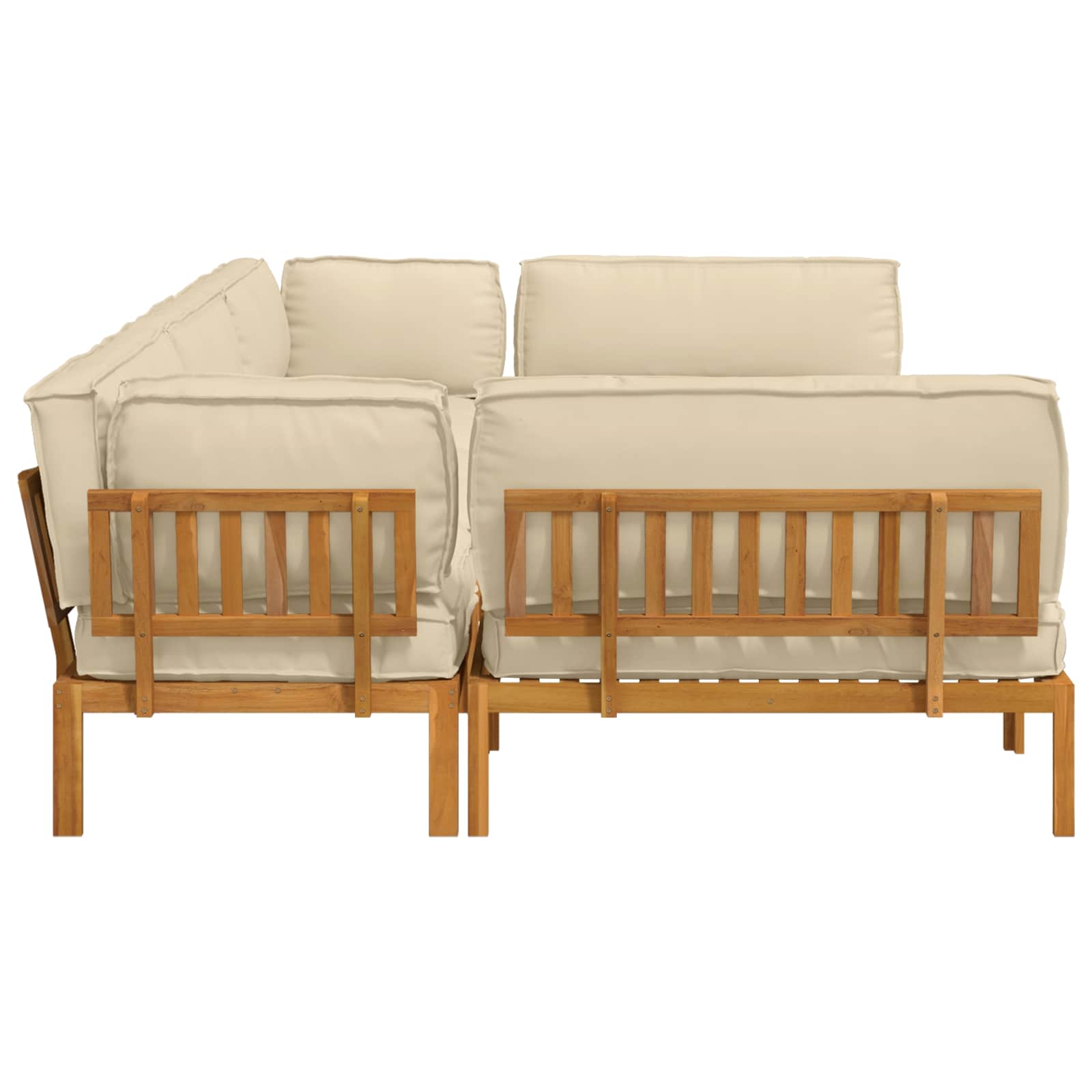 Σετ Καναπέ με μαξιλάρι Μονόχρωμο 6 pcs Μπεζ Στερεό Ξύλο Ακακίας - Pakobazaar